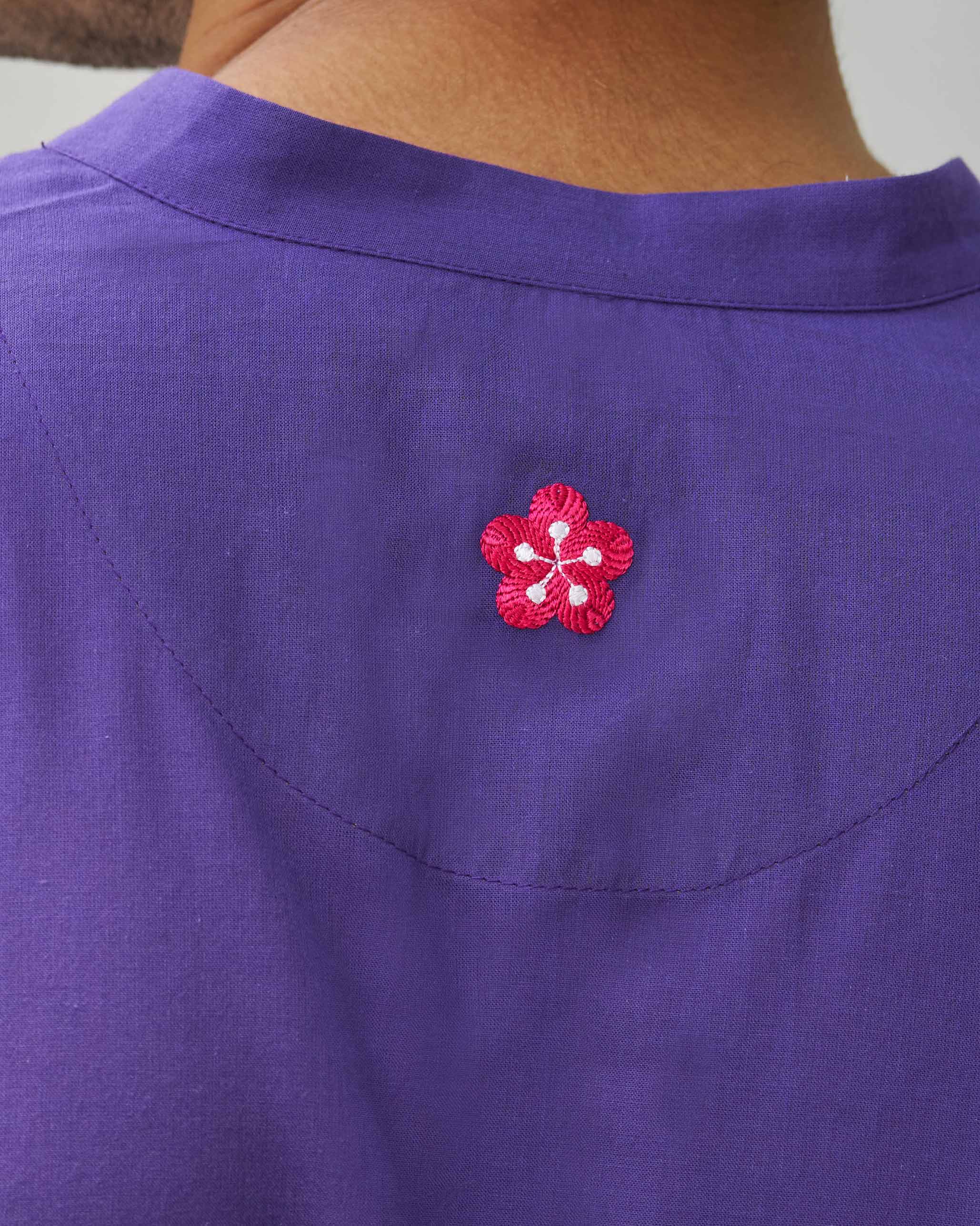 Chest Pocket Kurta - Purple - Image 2