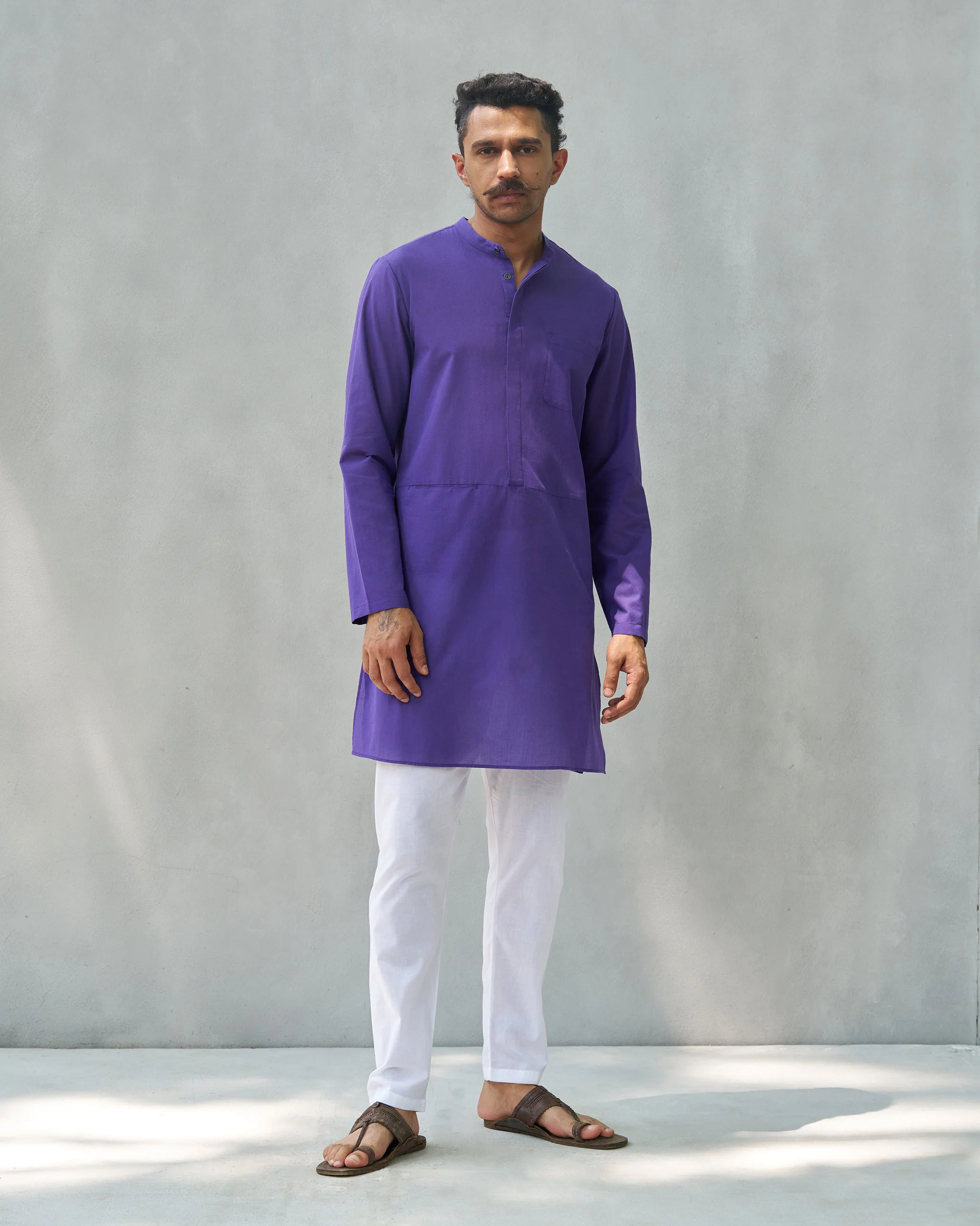 Chest Pocket Kurta - Purple - Image 5