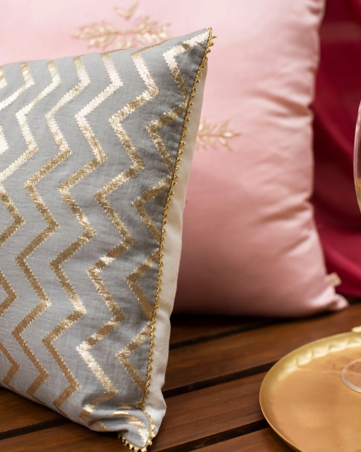 Chevron Chanderi Cushion Cover - Image 2
