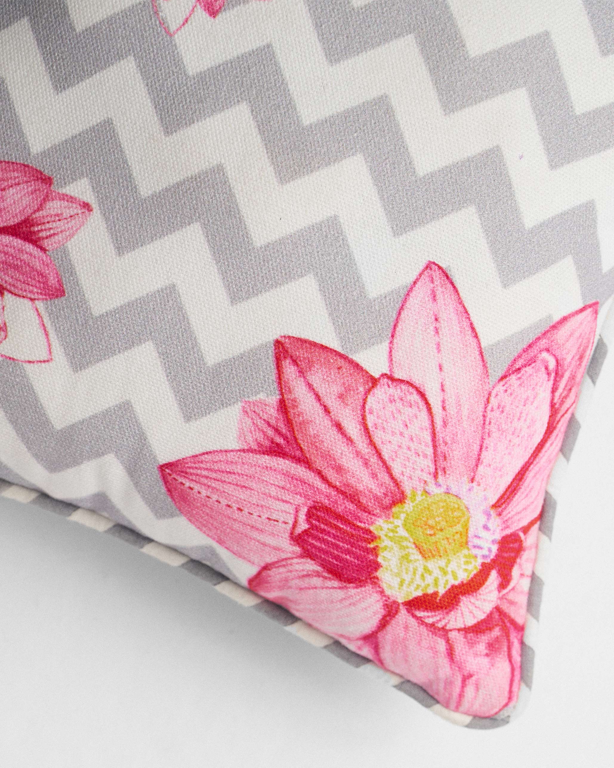 Chevron Lotus Car Cushion - White - Image 3