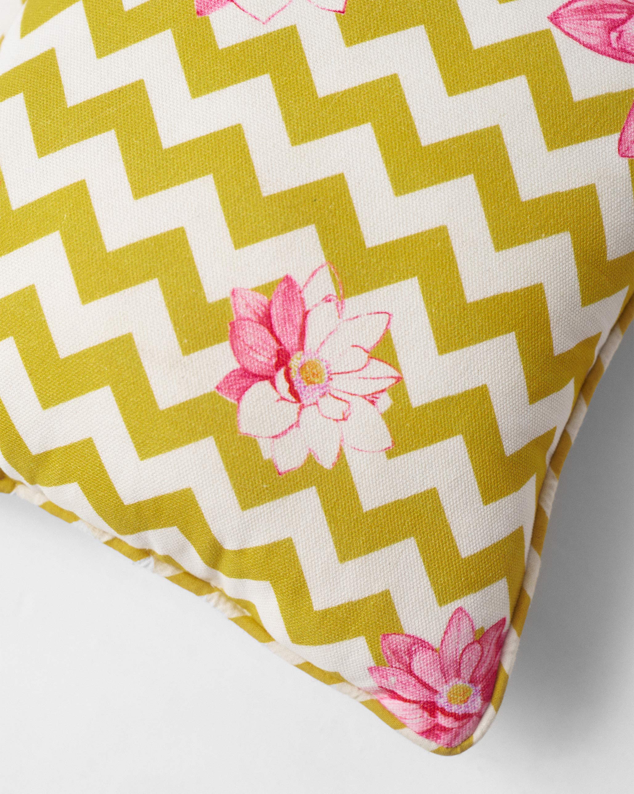 Chevron Lotus Car Cushion - Yellow - Image 3