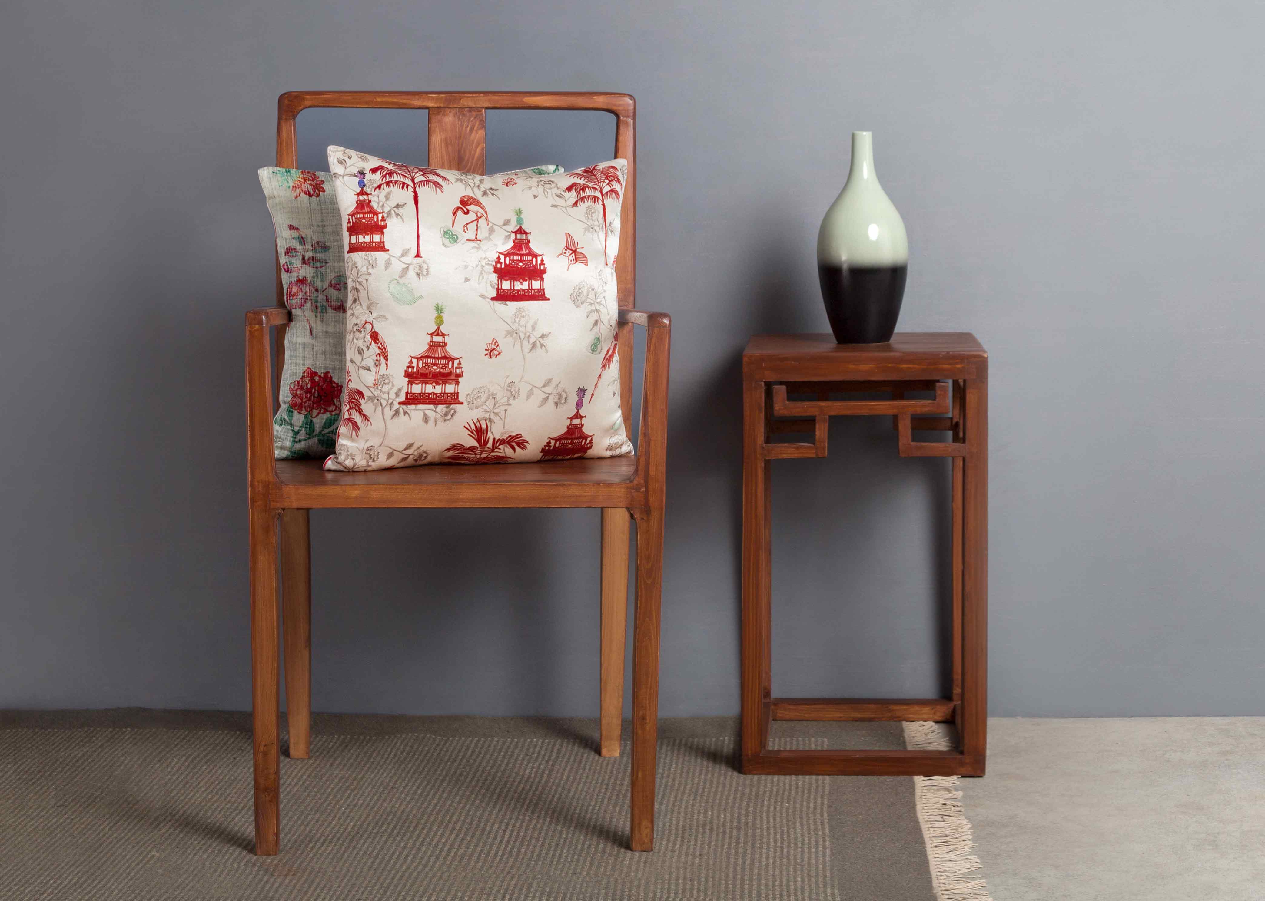 Chinoiserie Cushion Cover - Red - Image 3
