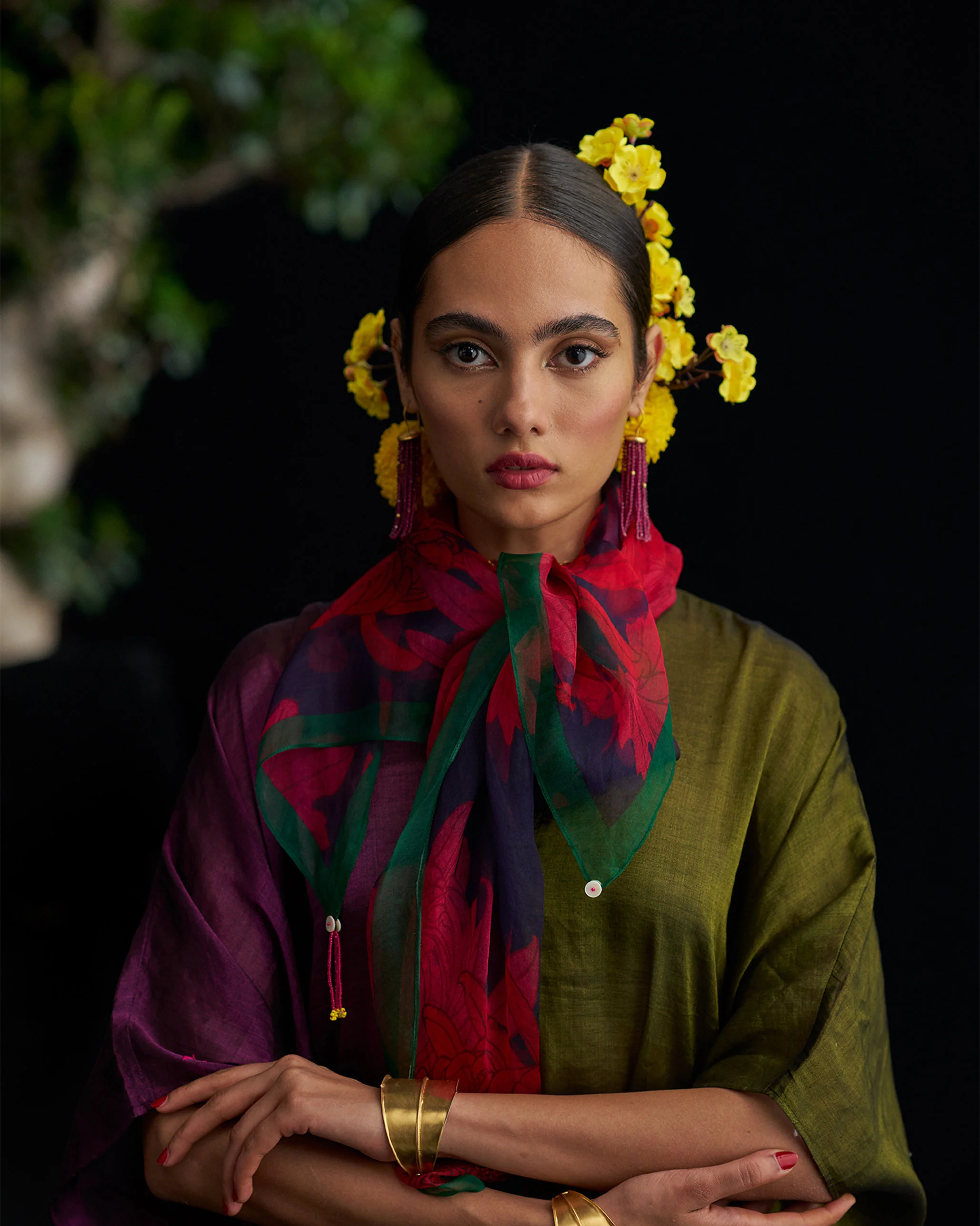 Chrysanthemum Bloom Scarf - Purple - Image 2