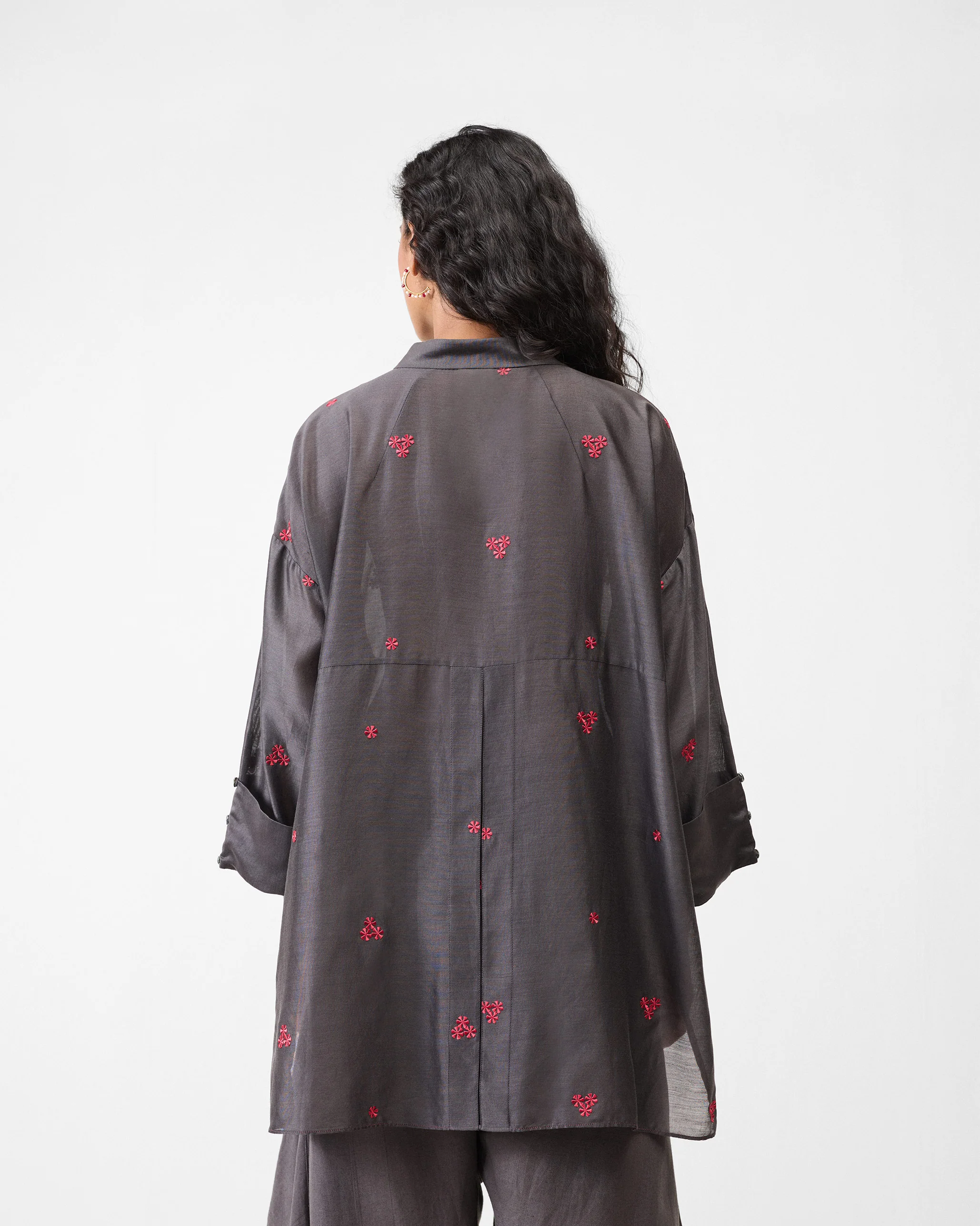 Cirrus Shirt - Charcoal & Watermelon Embroidered - Image 3