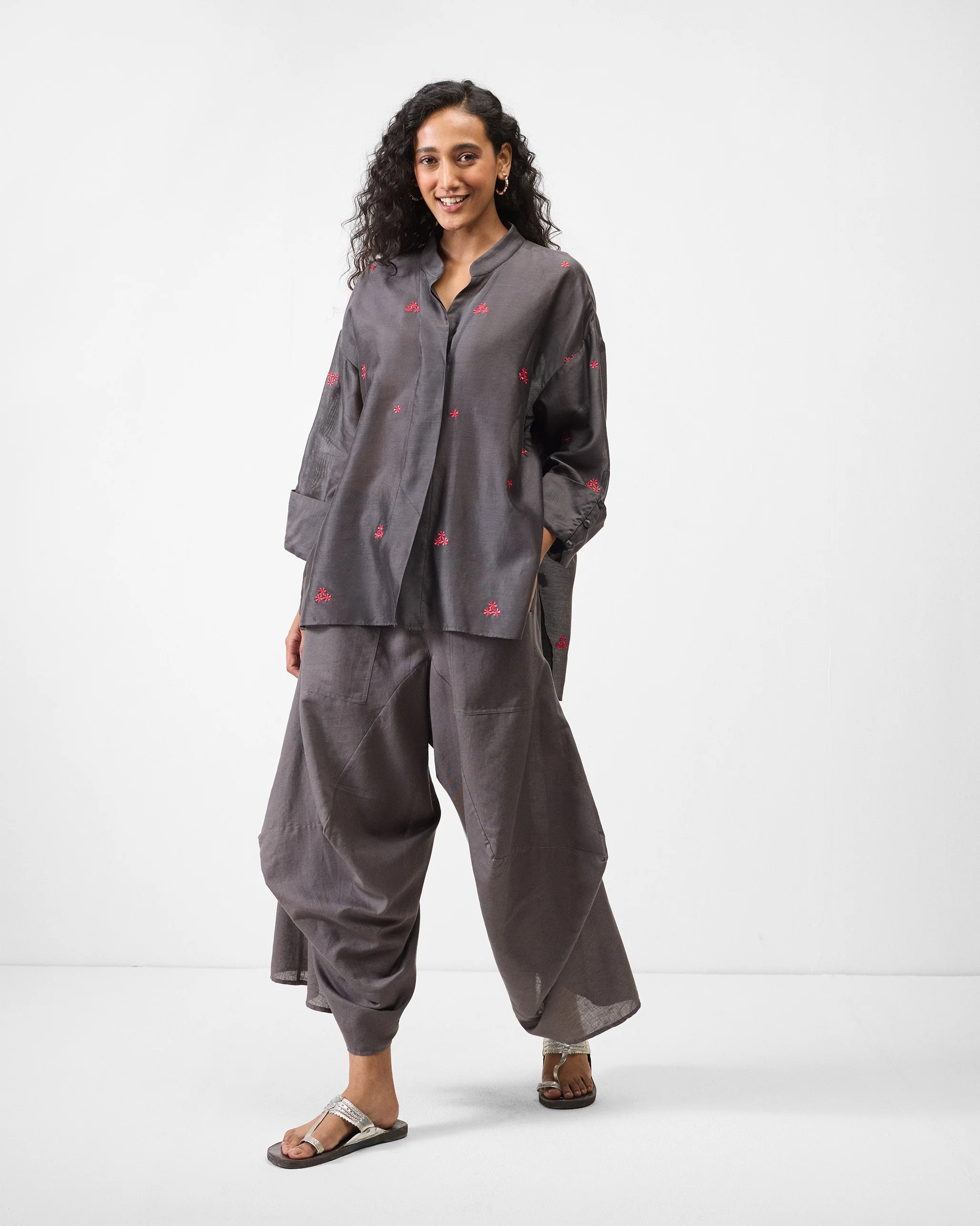 Cirrus Shirt - Charcoal & Watermelon Embroidered - Image 7