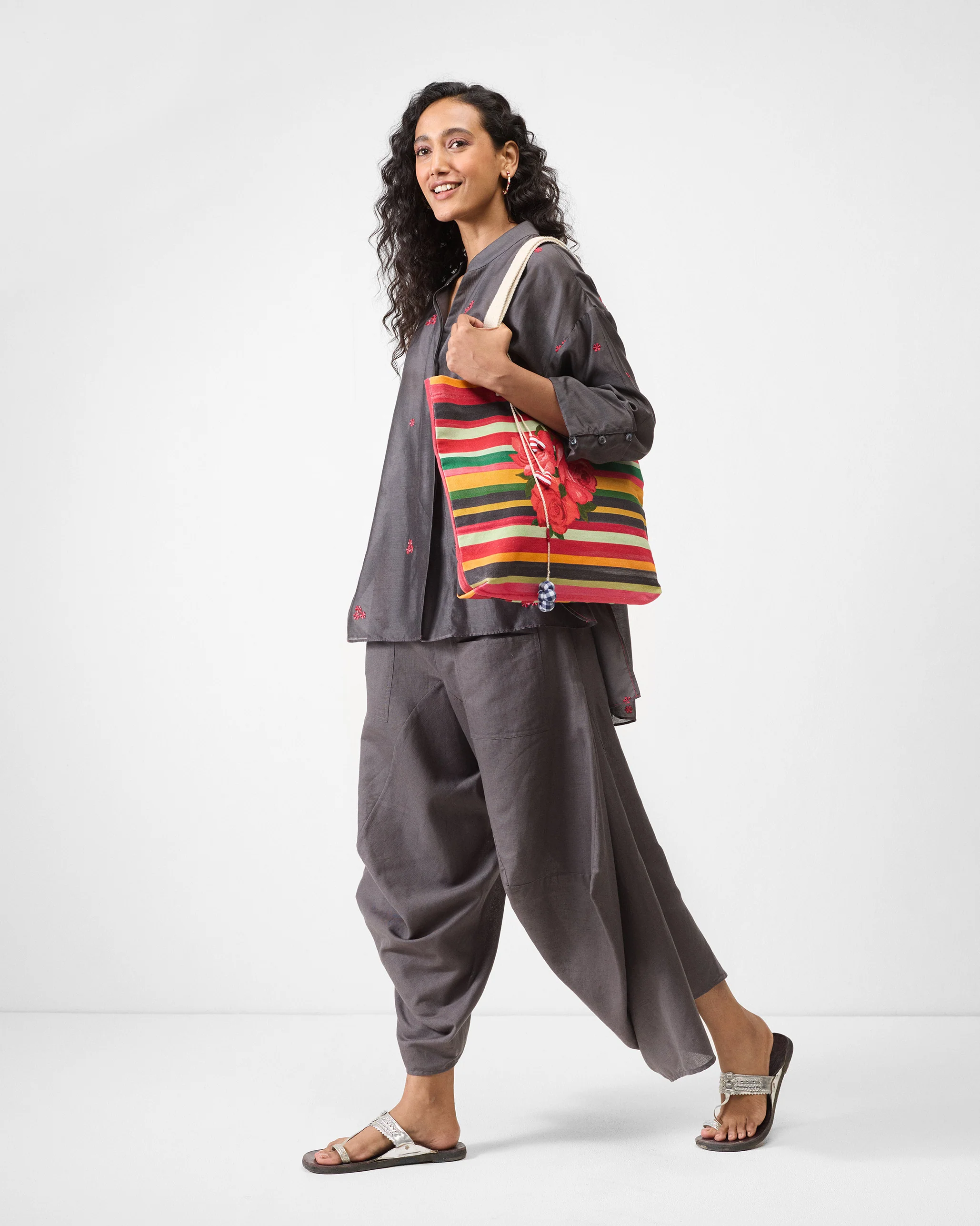 Cirrus Shirt - Charcoal & Watermelon Embroidered - Image 8