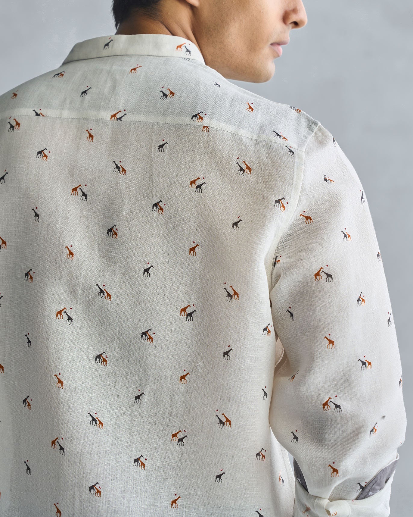 Classic Band Collar Shirt - Ivory - Image 4