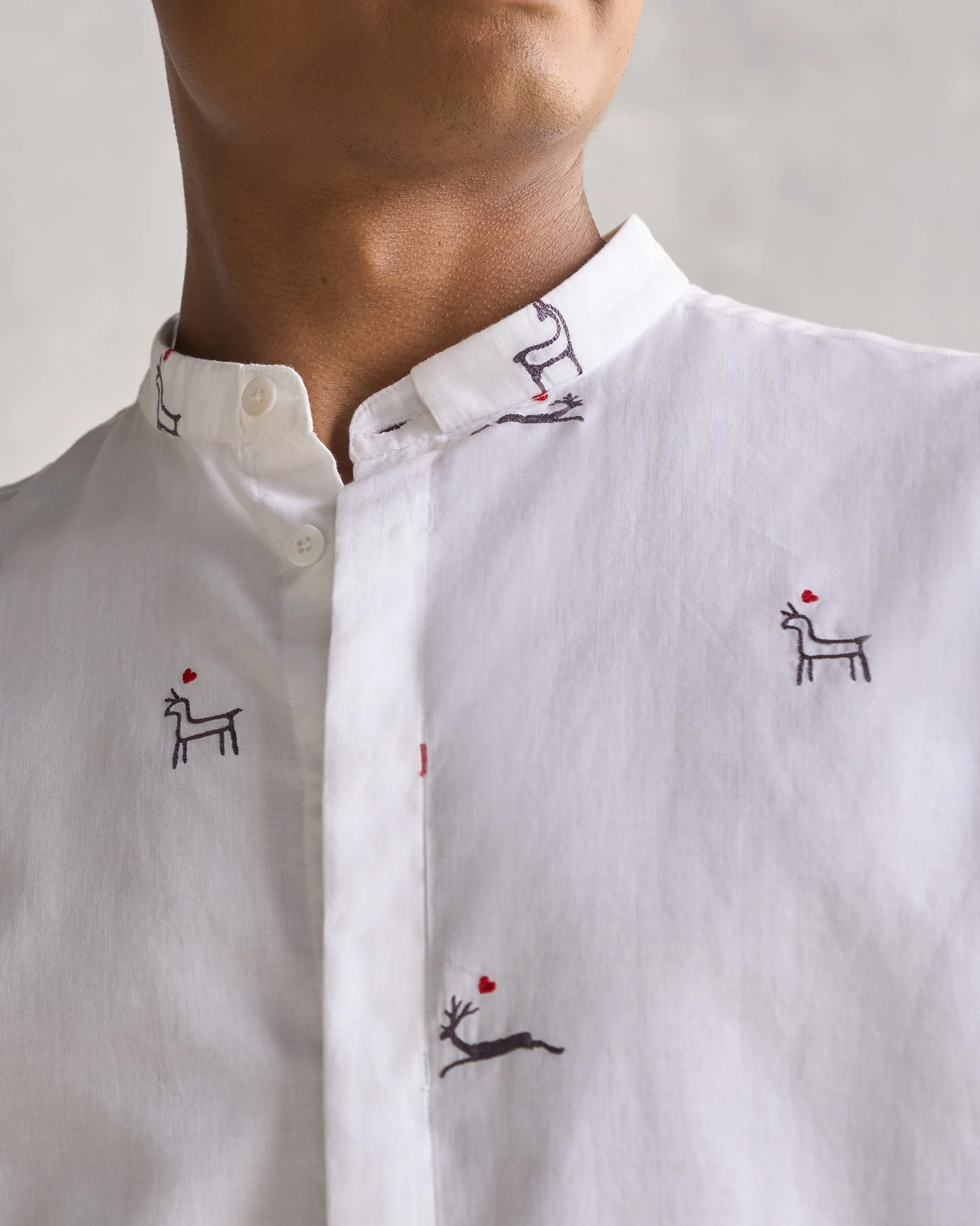 Classic Band Collar Shirt - Multi - Image 5