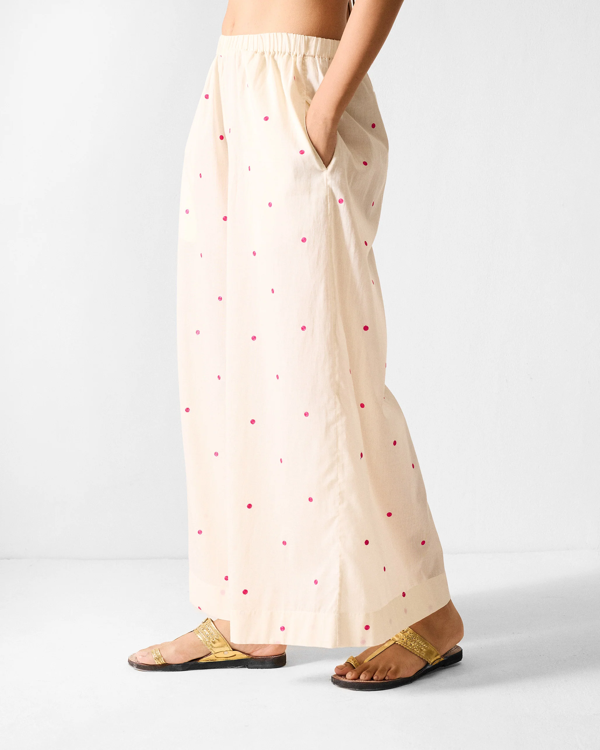 Classic Pyjamas - Ivory & Fuchsia Embroidered - Image 3