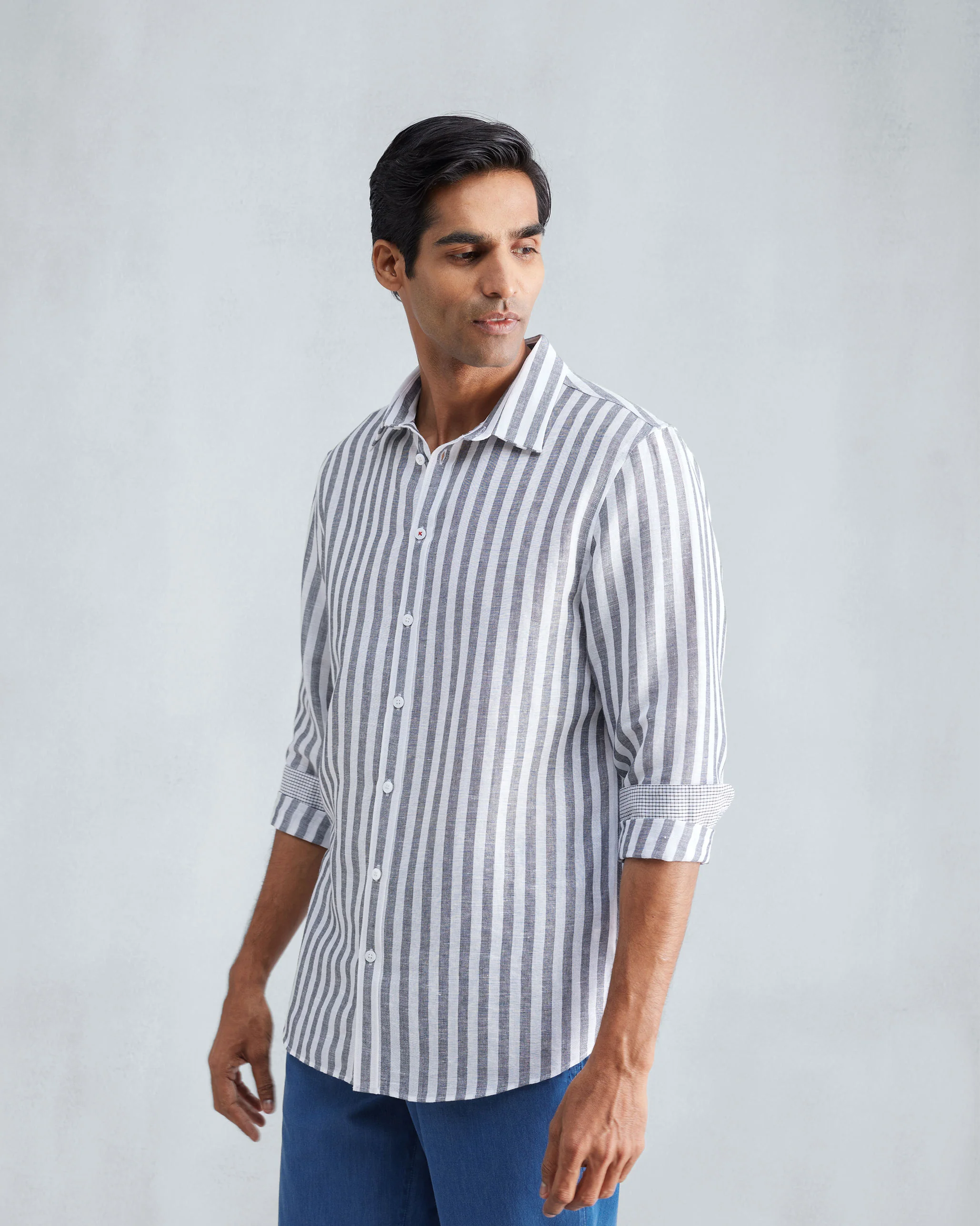Classic Shirt - Charcoal & White Stripes - Image 3