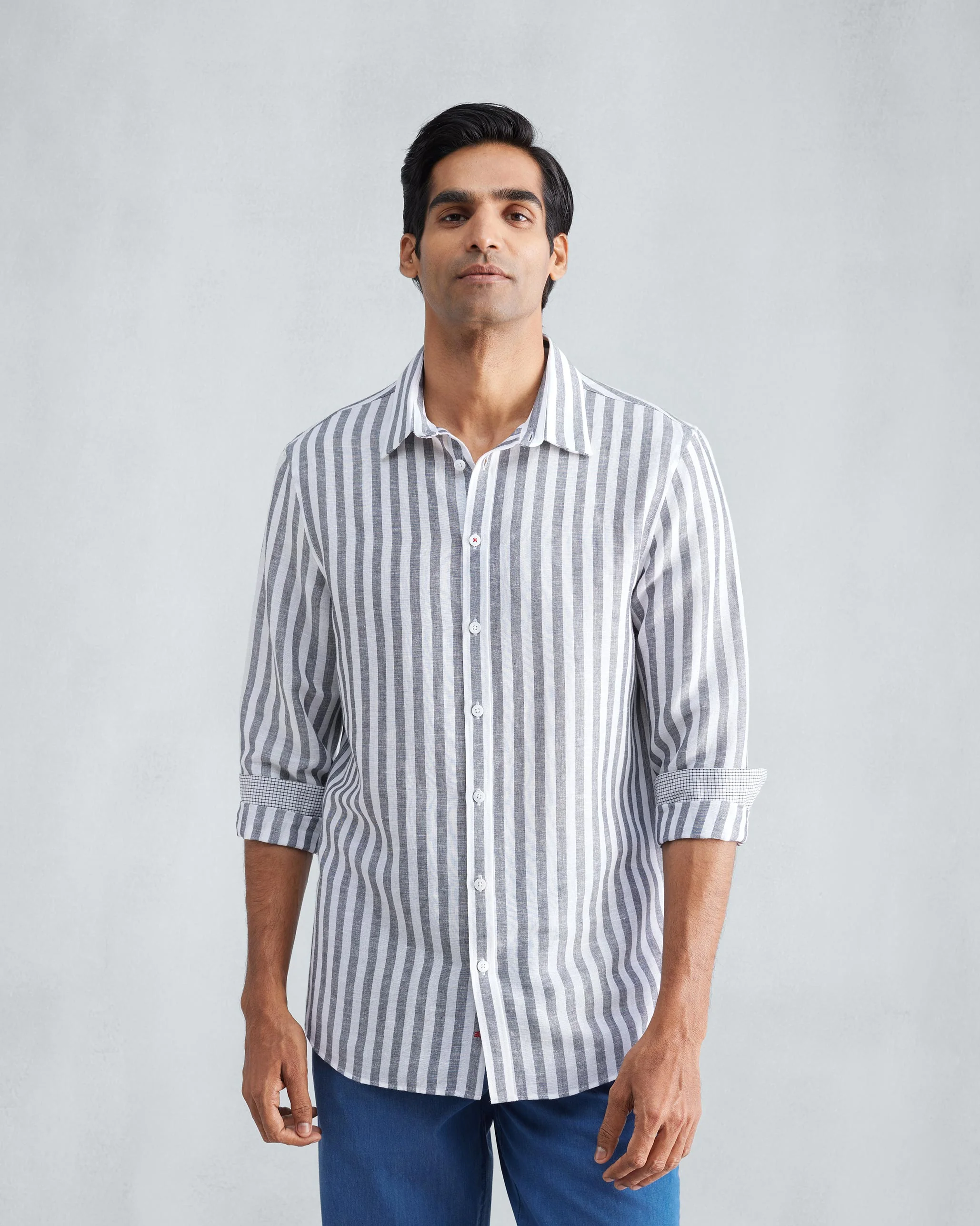 Classic Shirt - Charcoal & White Stripes - Image 6