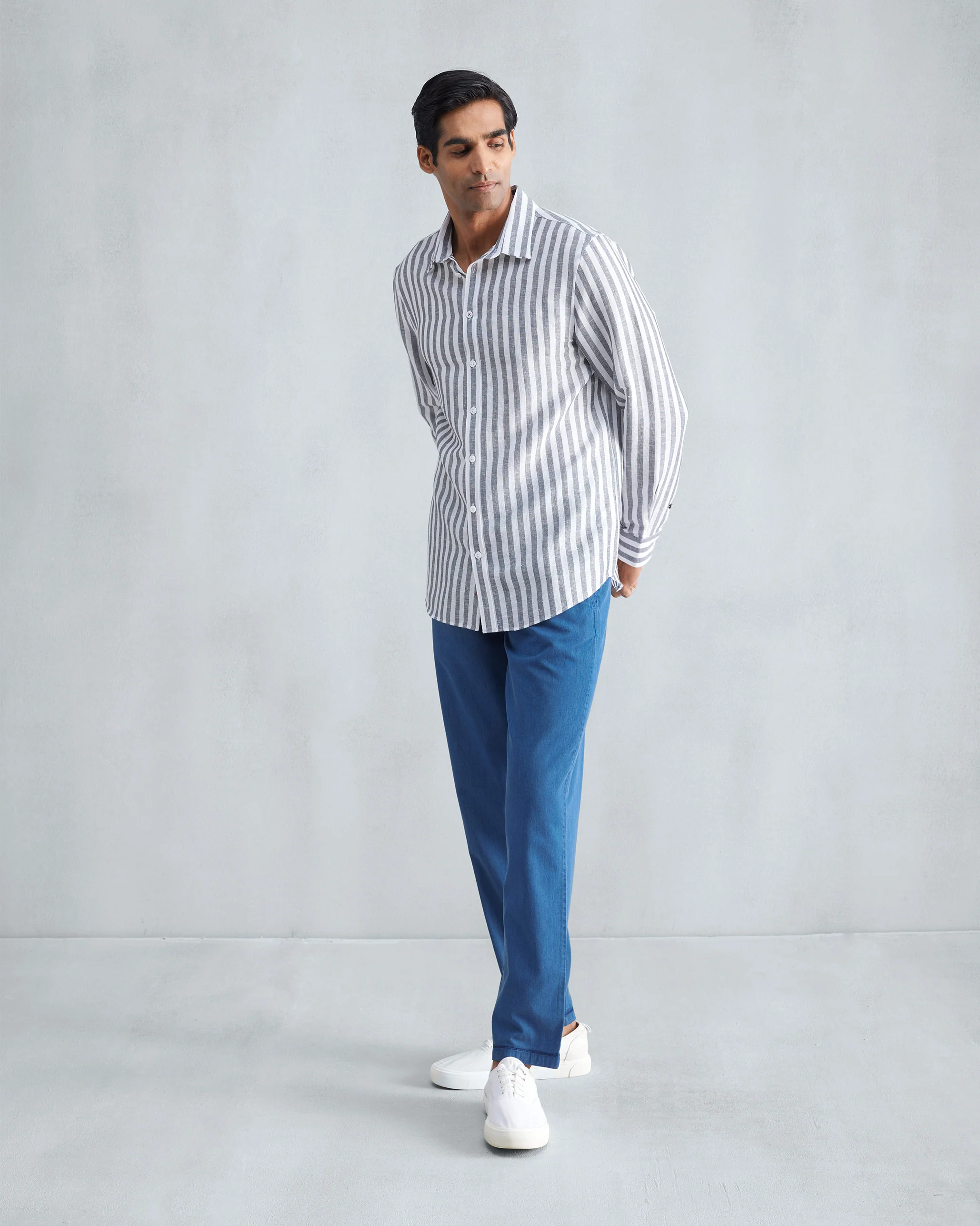 Classic Shirt - Charcoal & White Stripes - Image 7