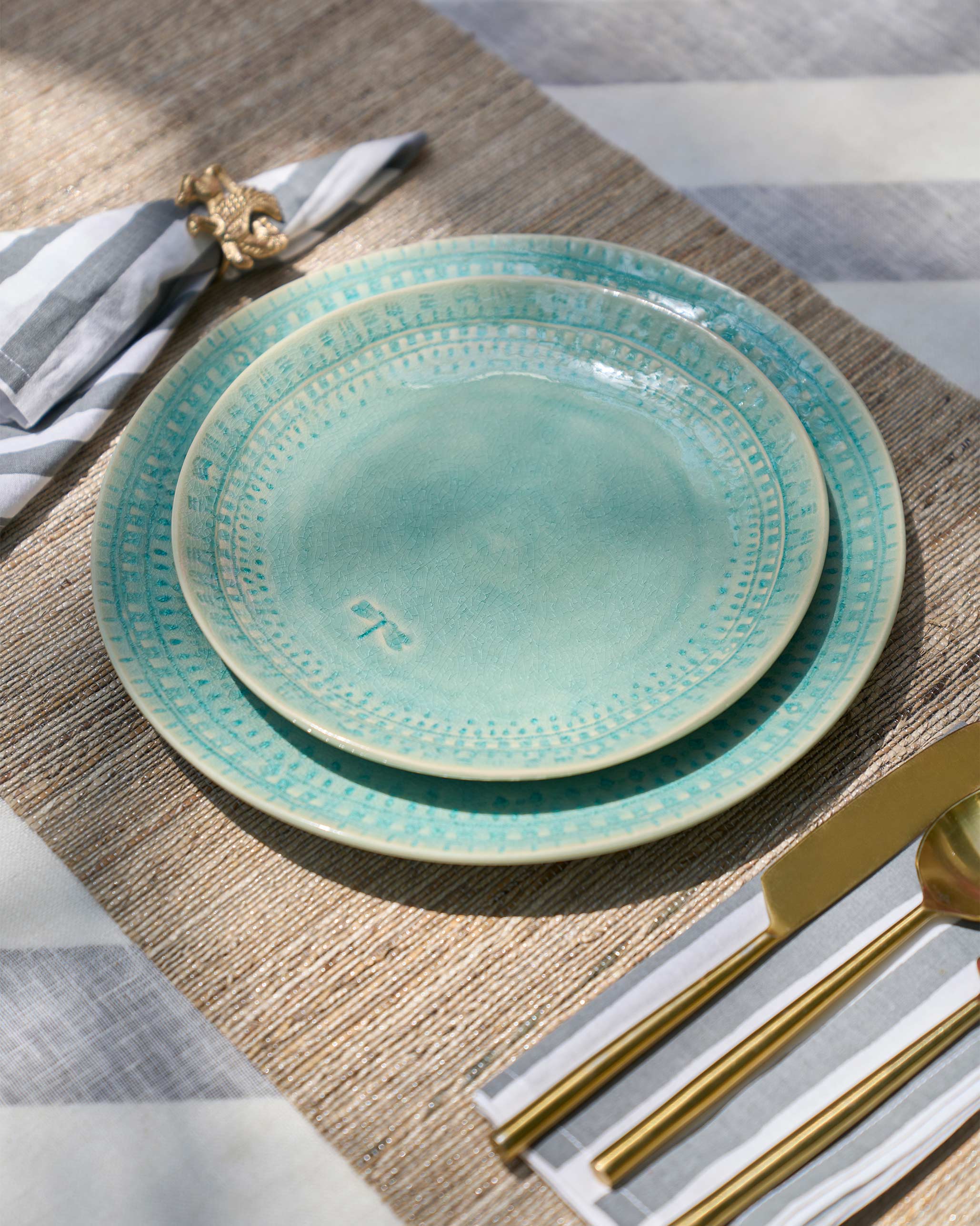 Coco Palm Quarter Plate - Aqua - Image 2