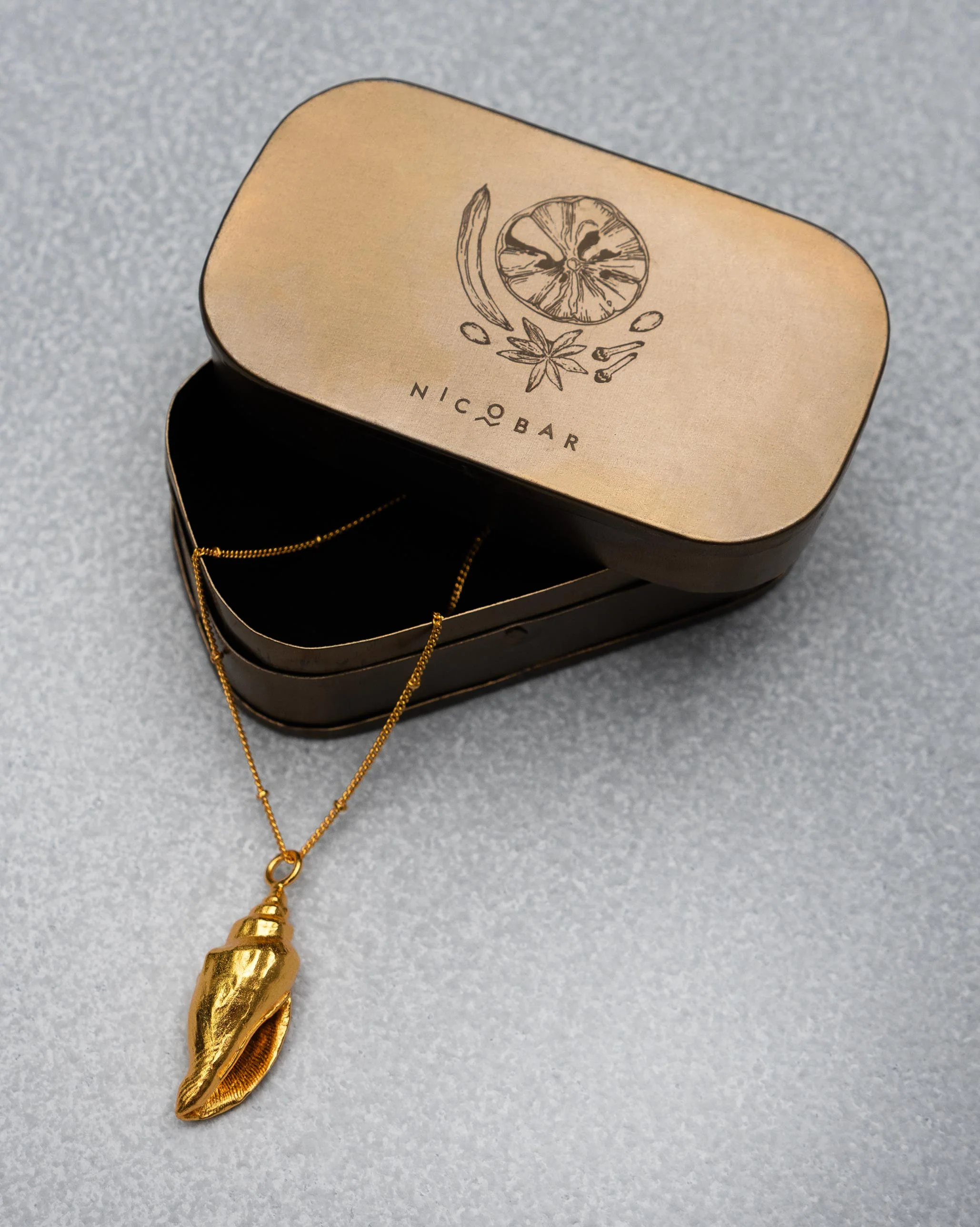 Coil Shell Charm with Chain - Gold - Image 3