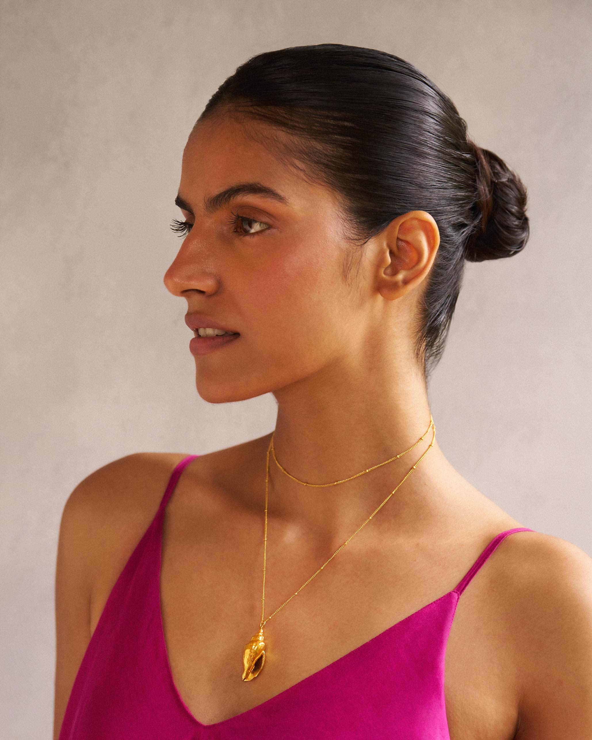 Coil Shell Charm with Chain - Gold - Image 4