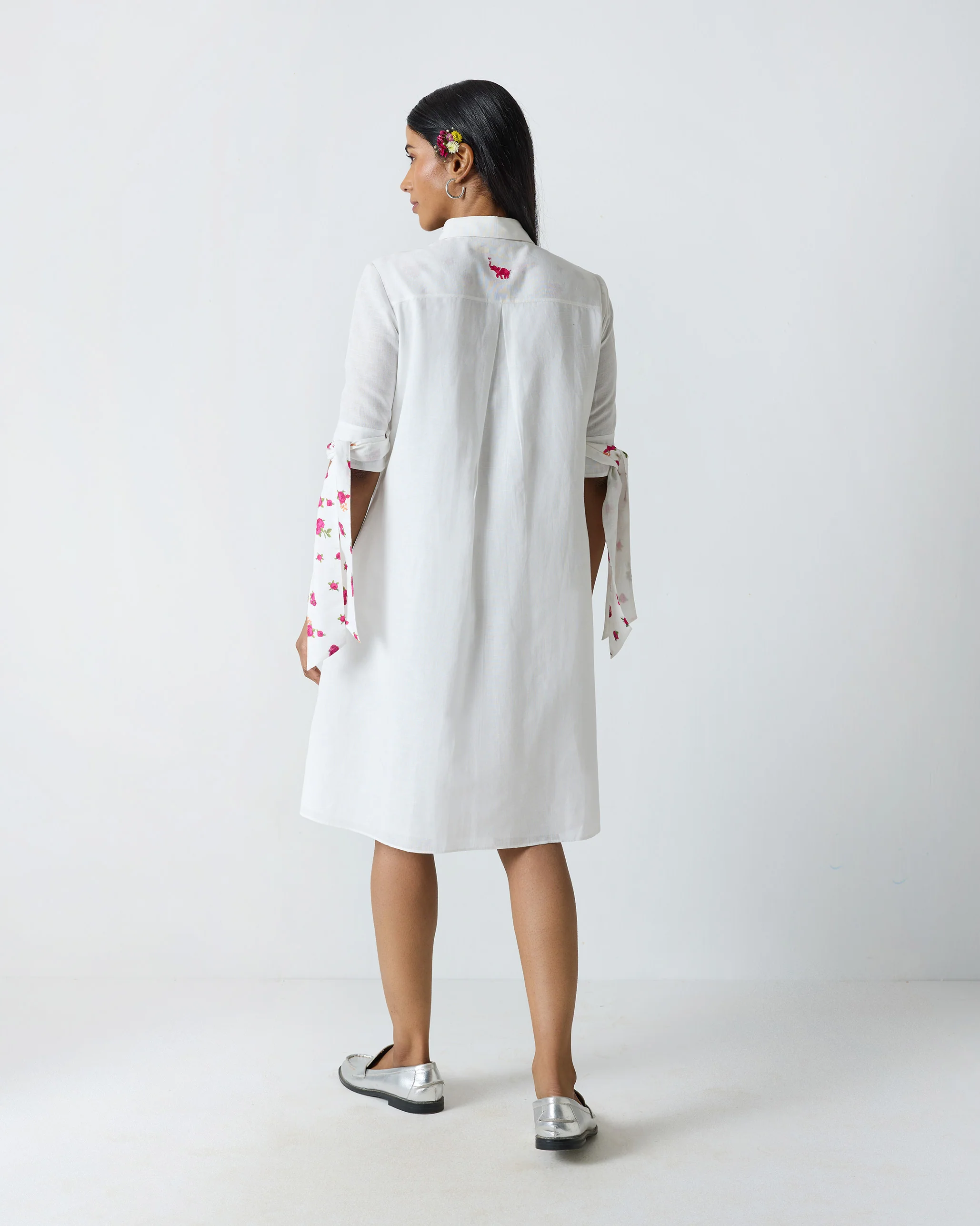 Collared Dress - White - Image 5