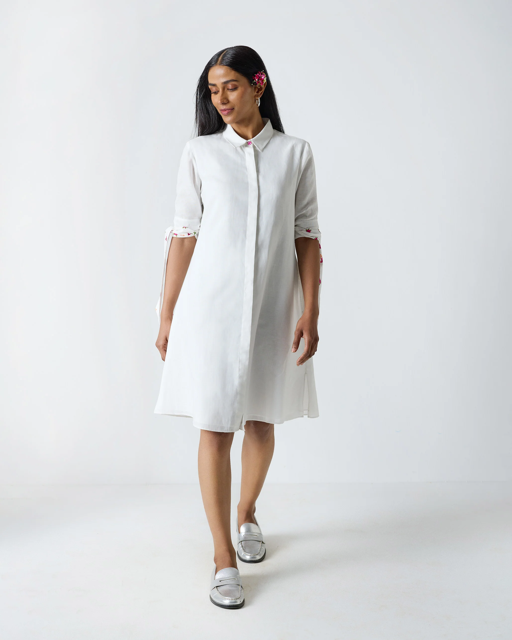 Collared Dress - White - Image 6