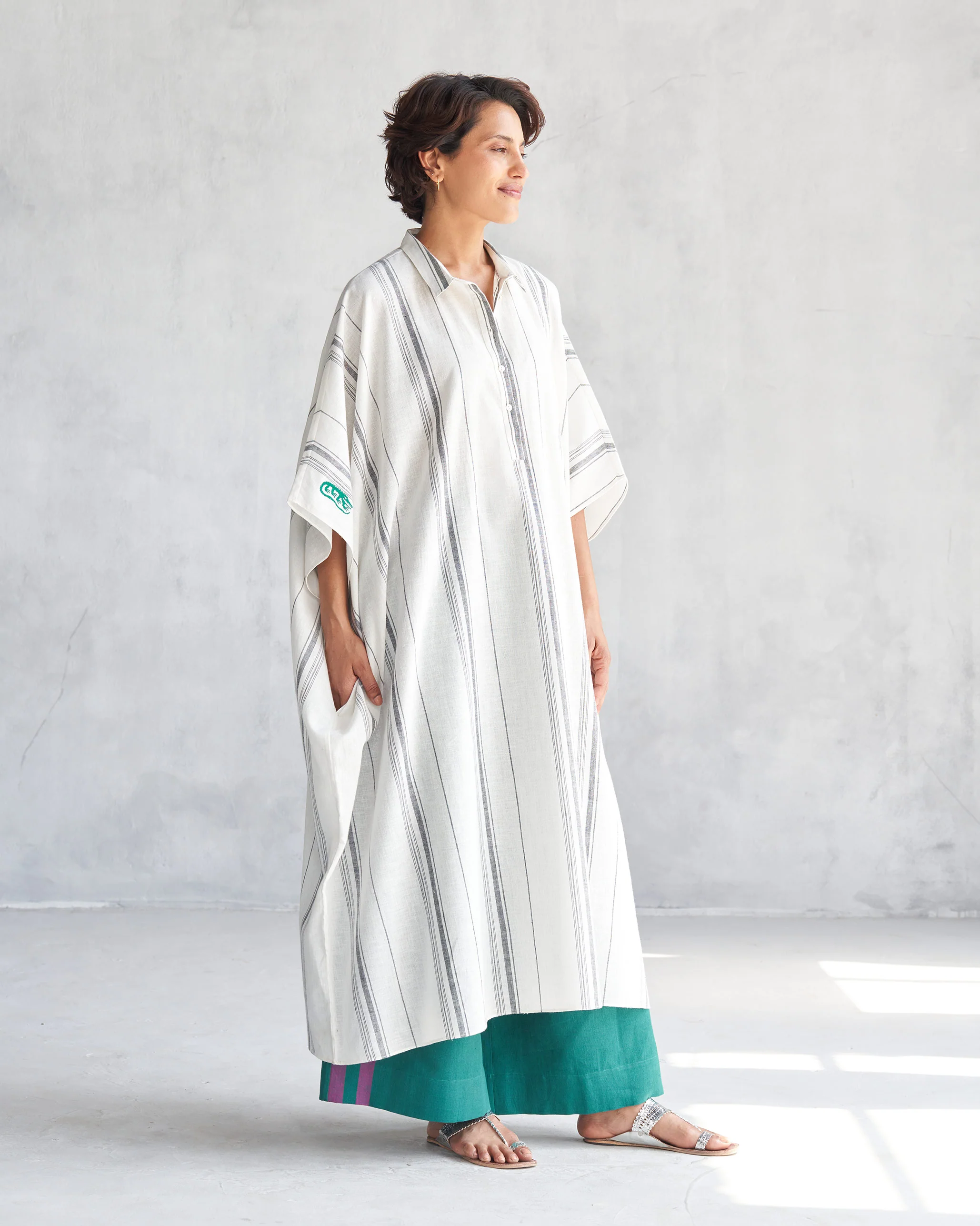 Collared Kaftan - Ivory - Image 4