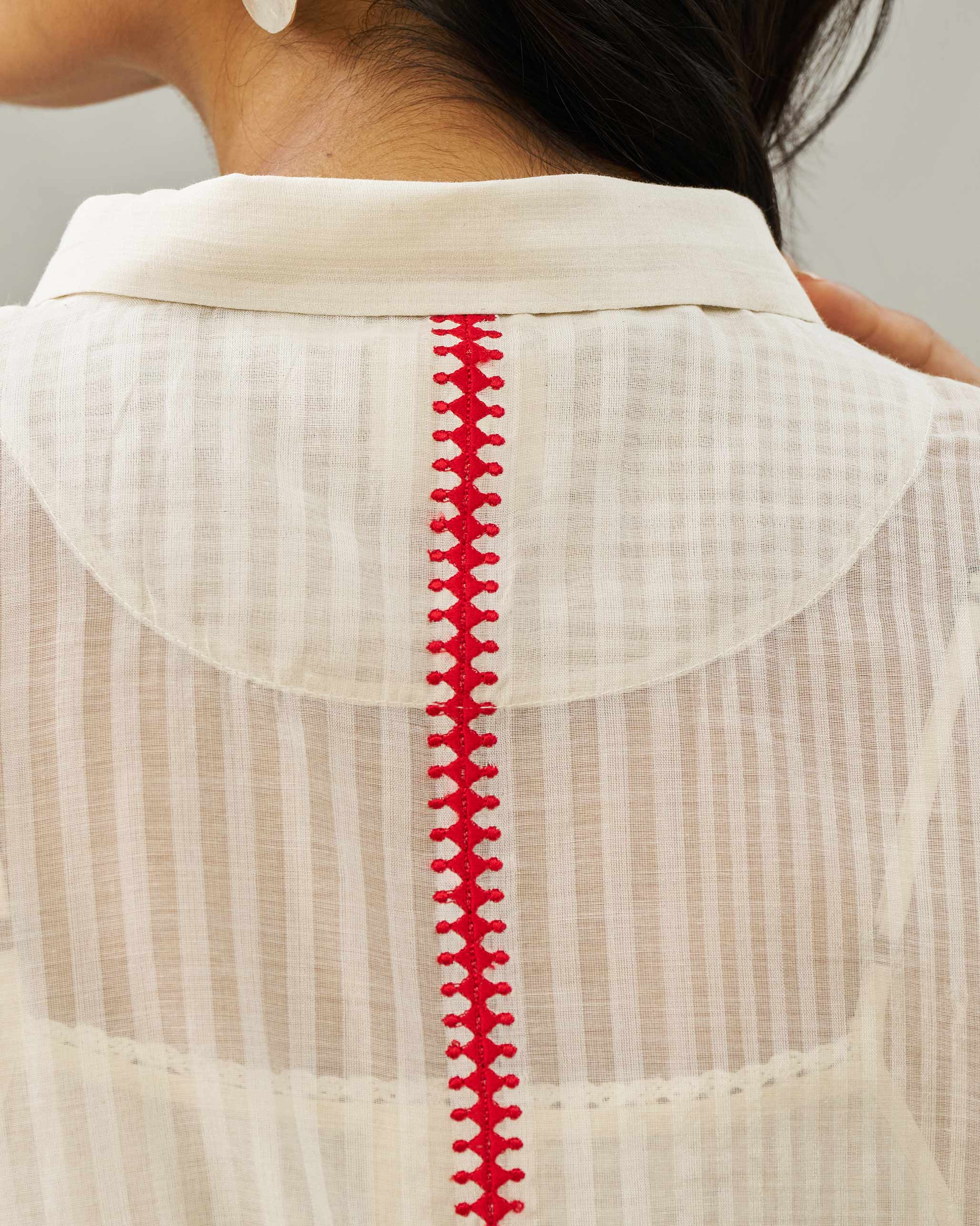Collared Kaftan - Ivory - Image 2