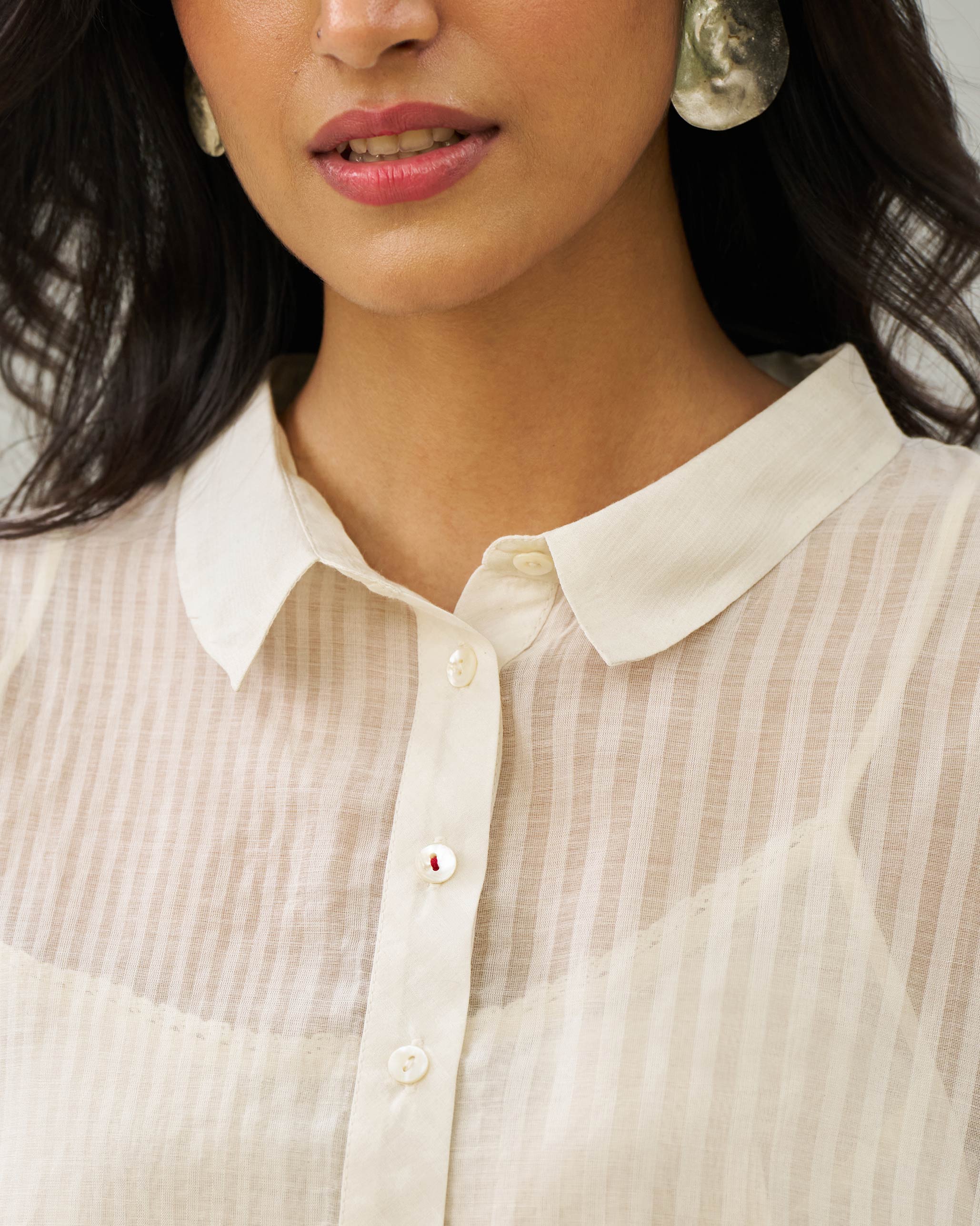 Collared Kaftan - Ivory - Image 3