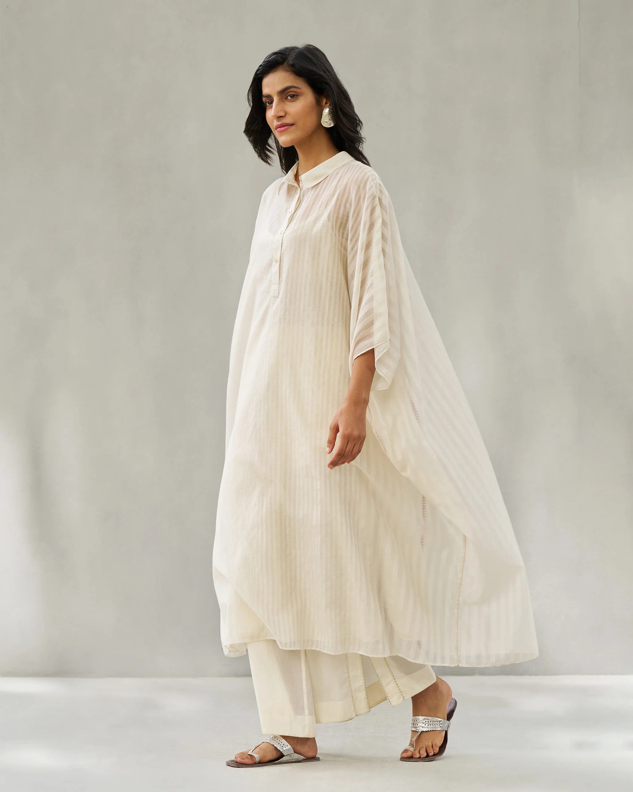 Collared Kaftan - Ivory - Image 4