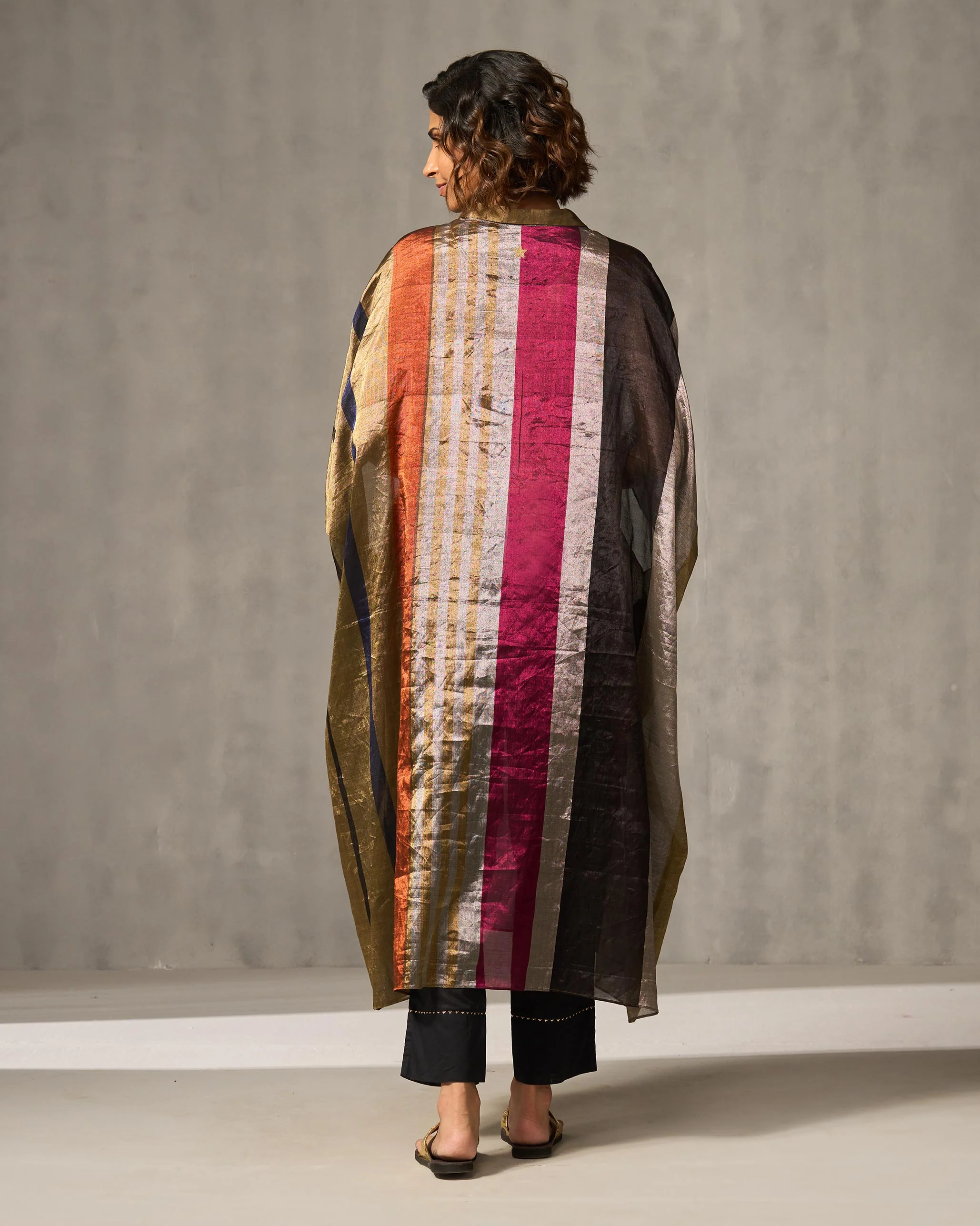 Collared Kaftan - Multi Color Stripes - Image 3