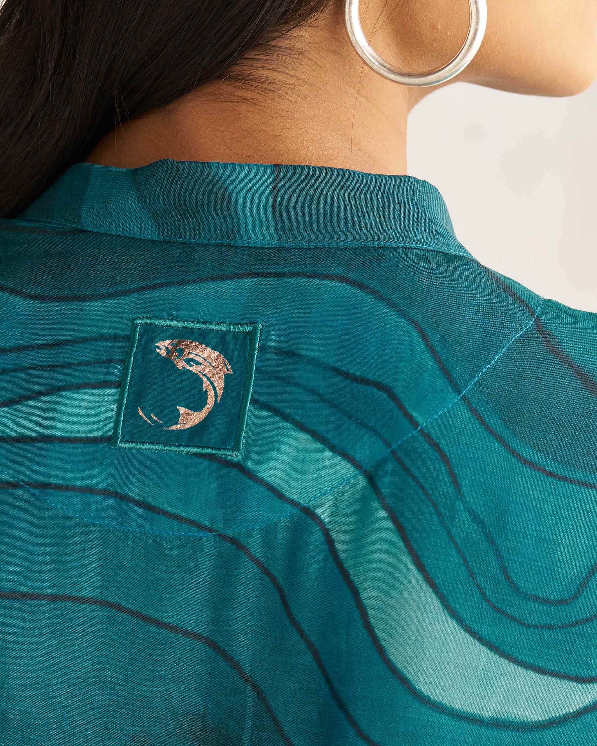 Collared Kaftan - Teal Tssxnb - Image 2