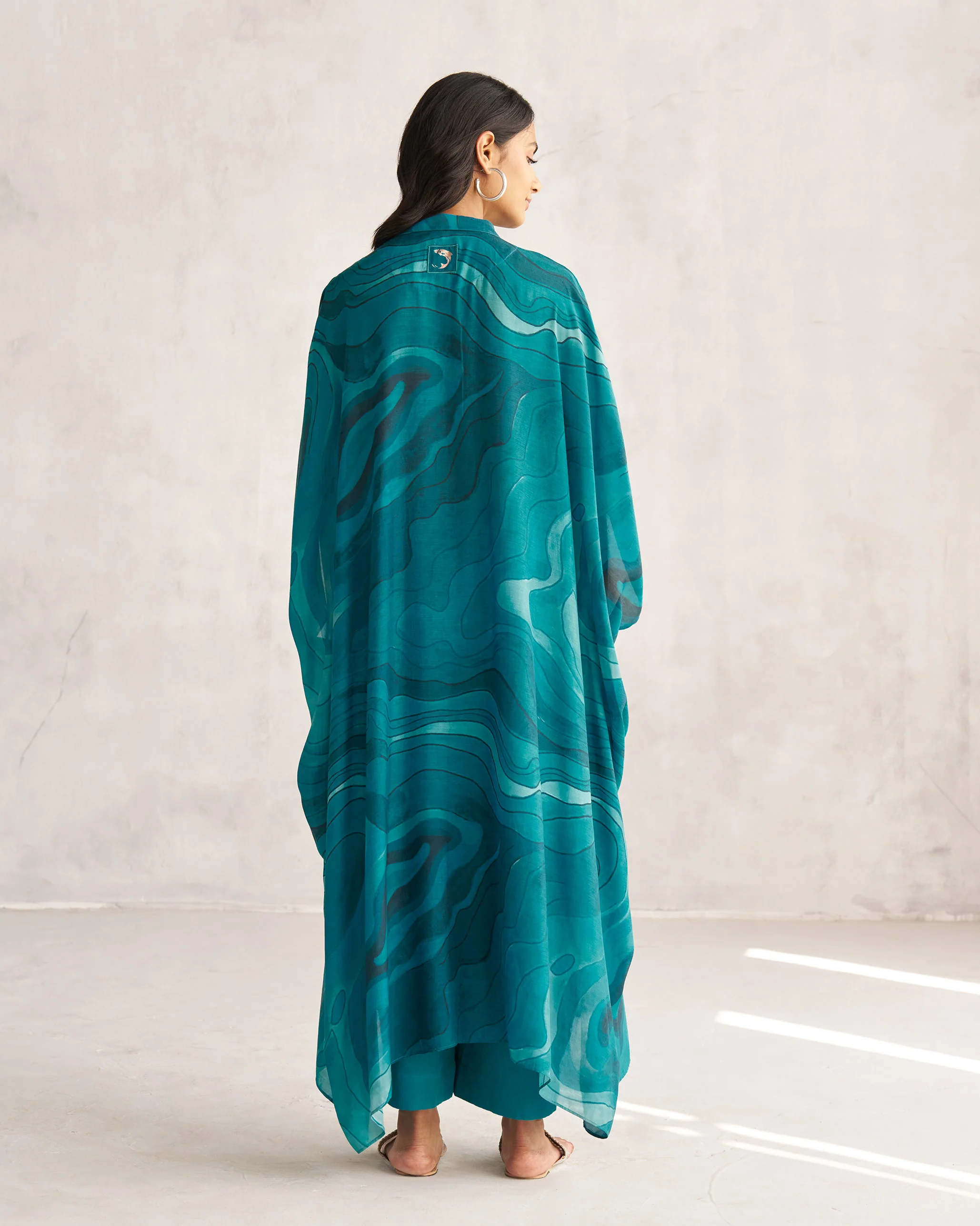 Collared Kaftan - Teal Tssxnb - Image 3