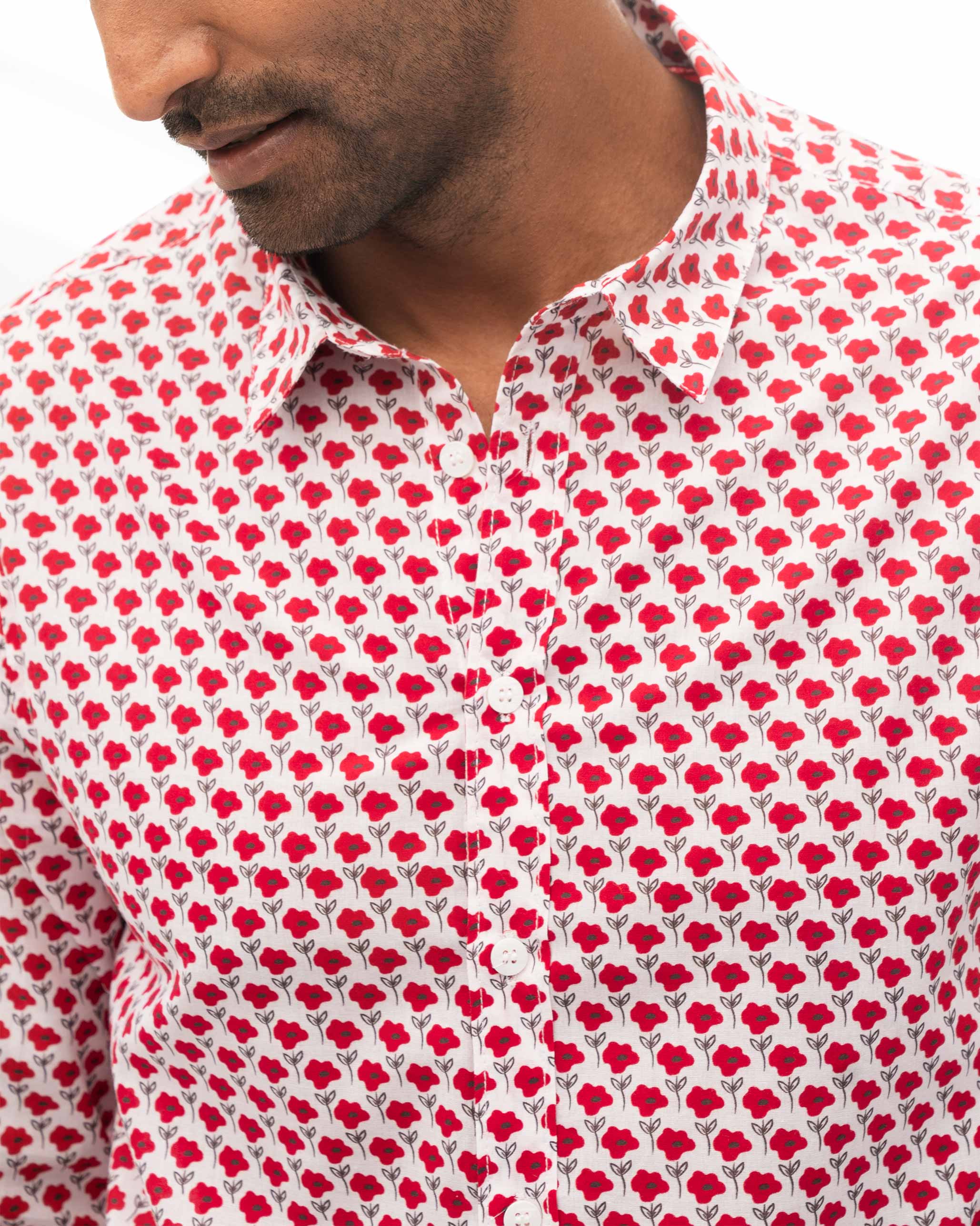Collared Kochi Shirt - Red - Image 2