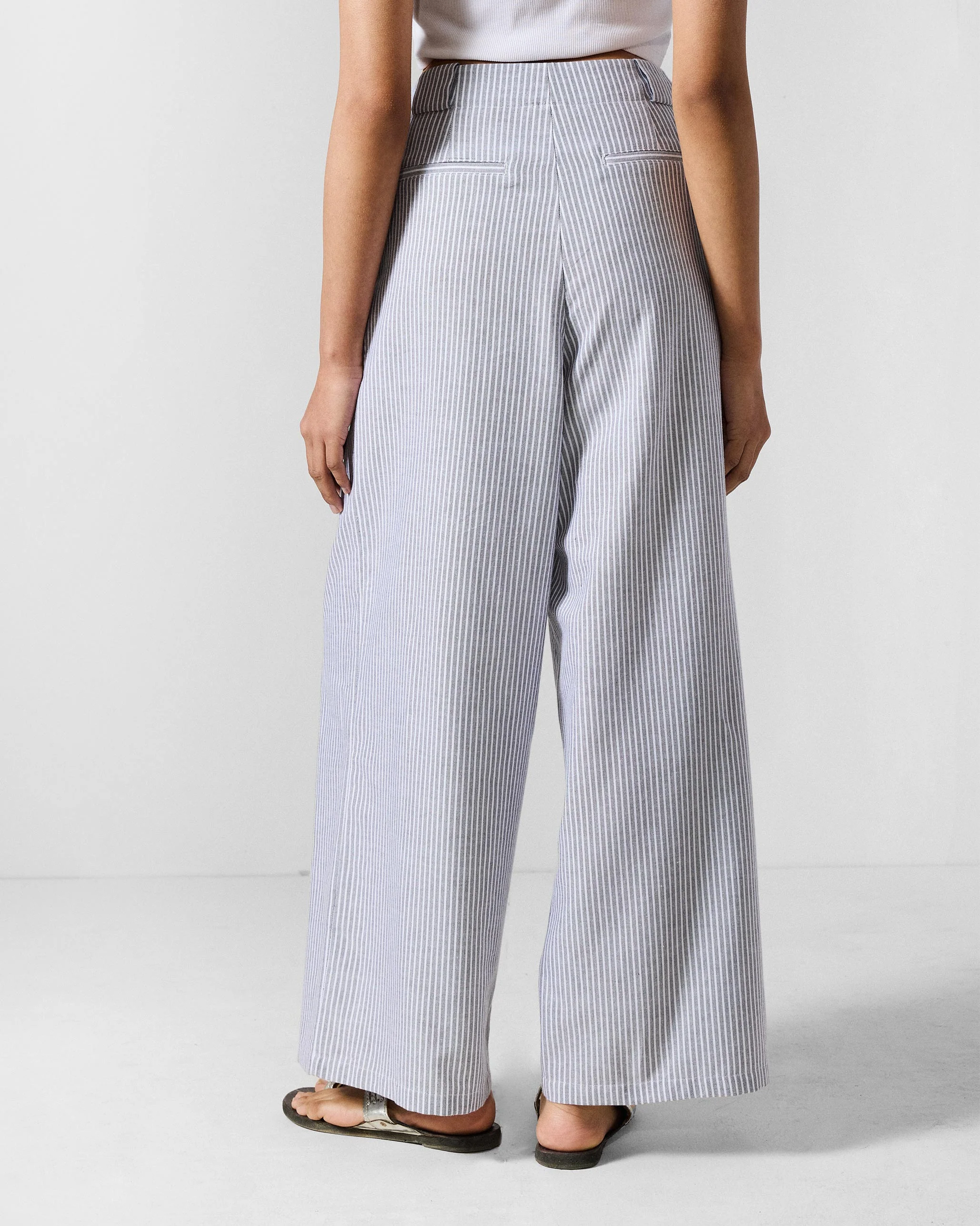 Costa Pants - Grey & White Stripes - Image 4