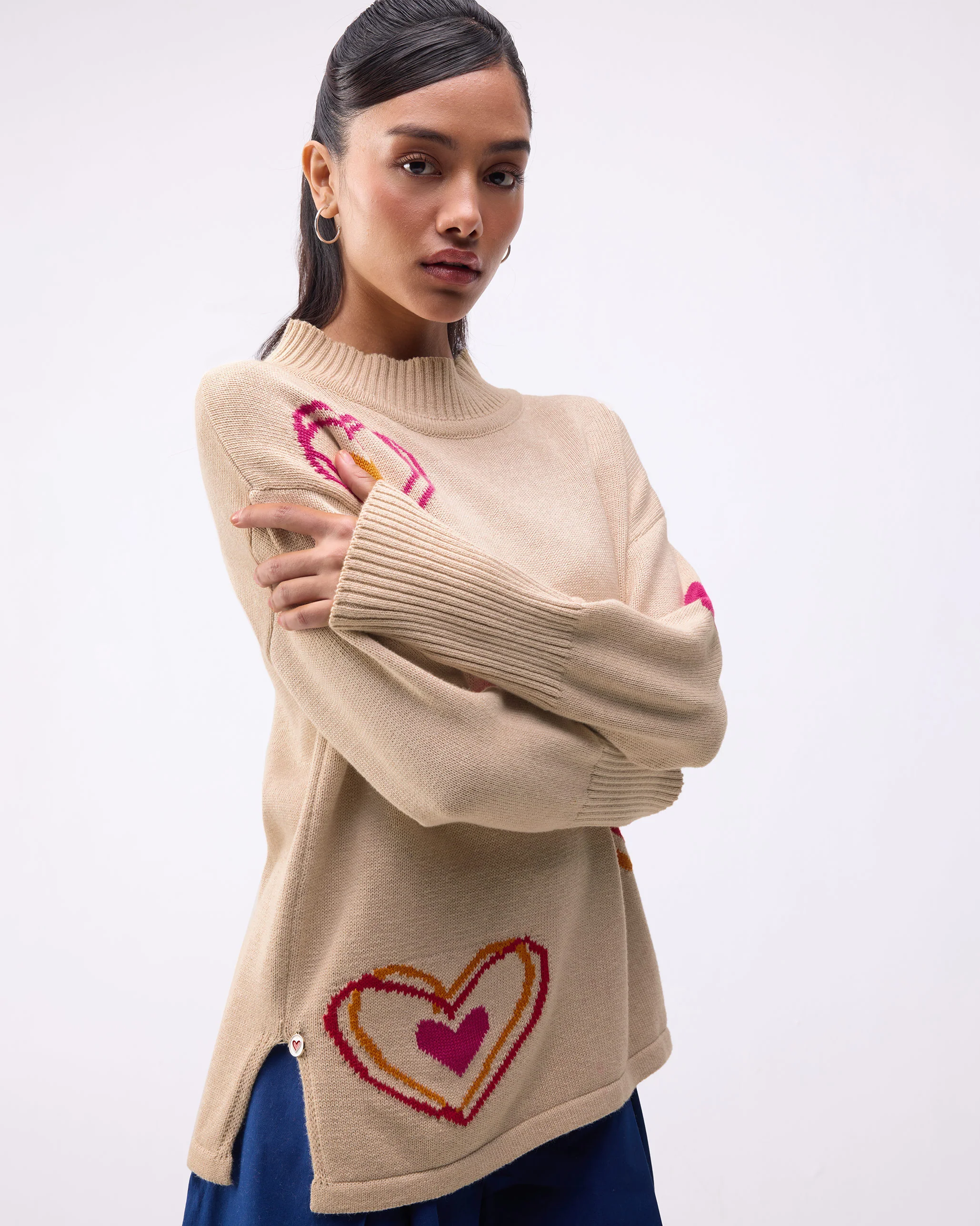 Cosy Turtle Neck Sweater - Oatmeal - Image 3