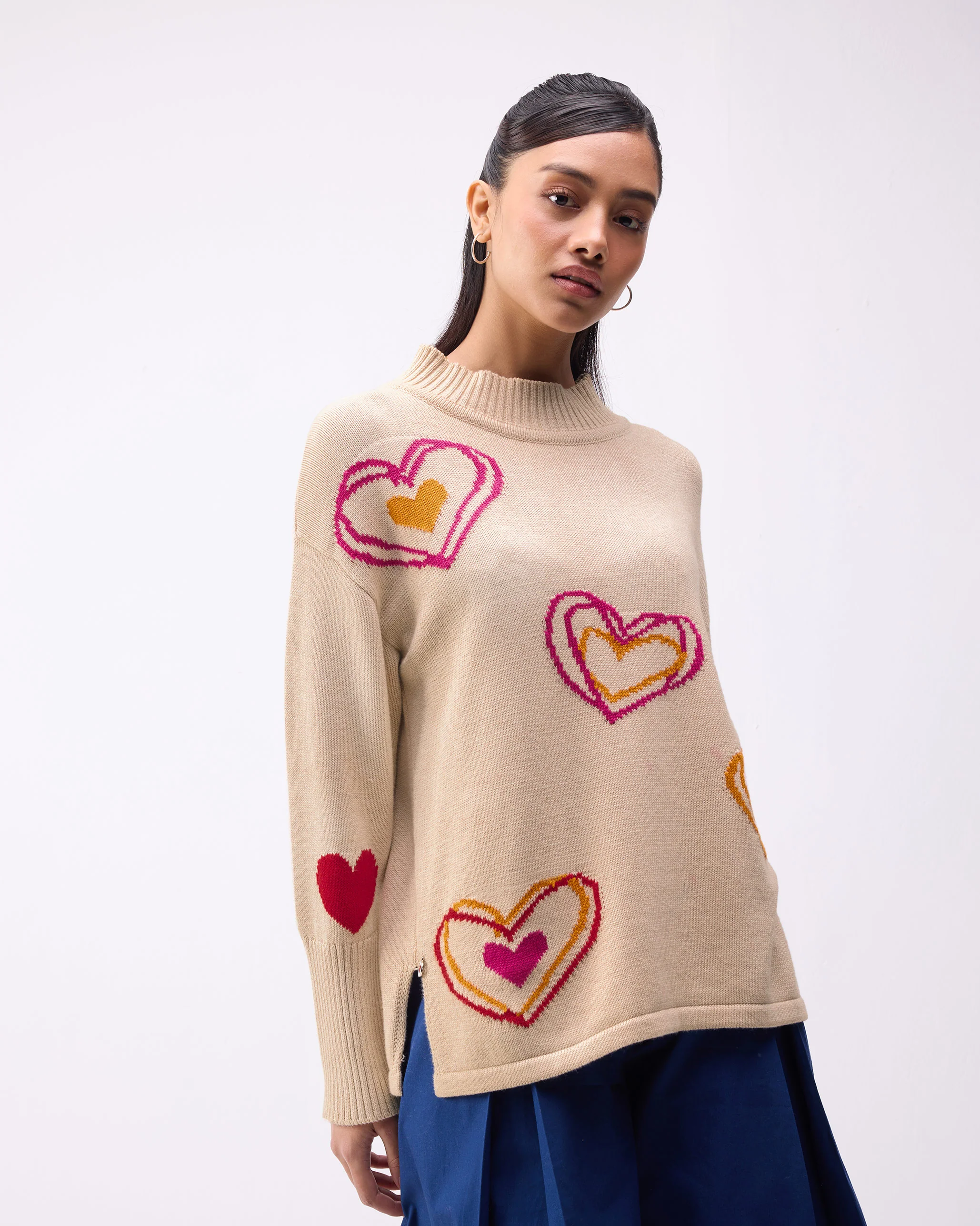 Cosy Turtle Neck Sweater - Oatmeal - Image 5