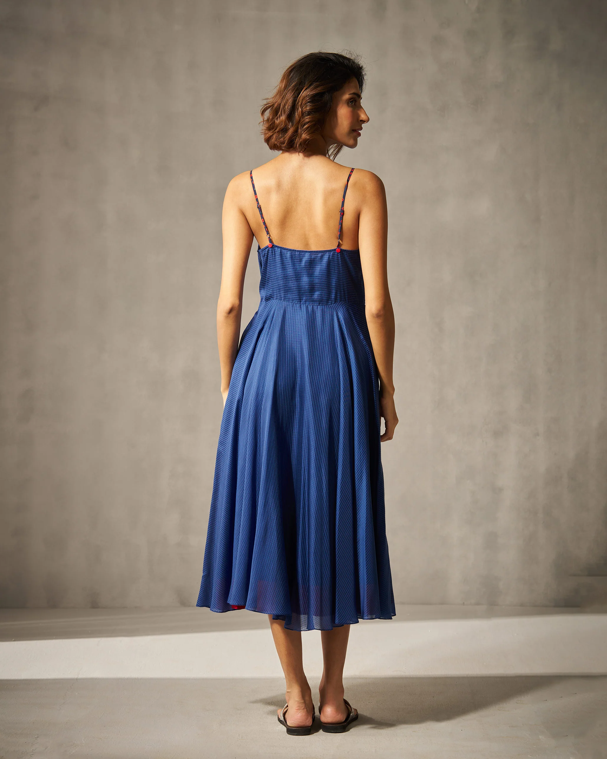 Cowl Dress - Blue Checks - Image 7