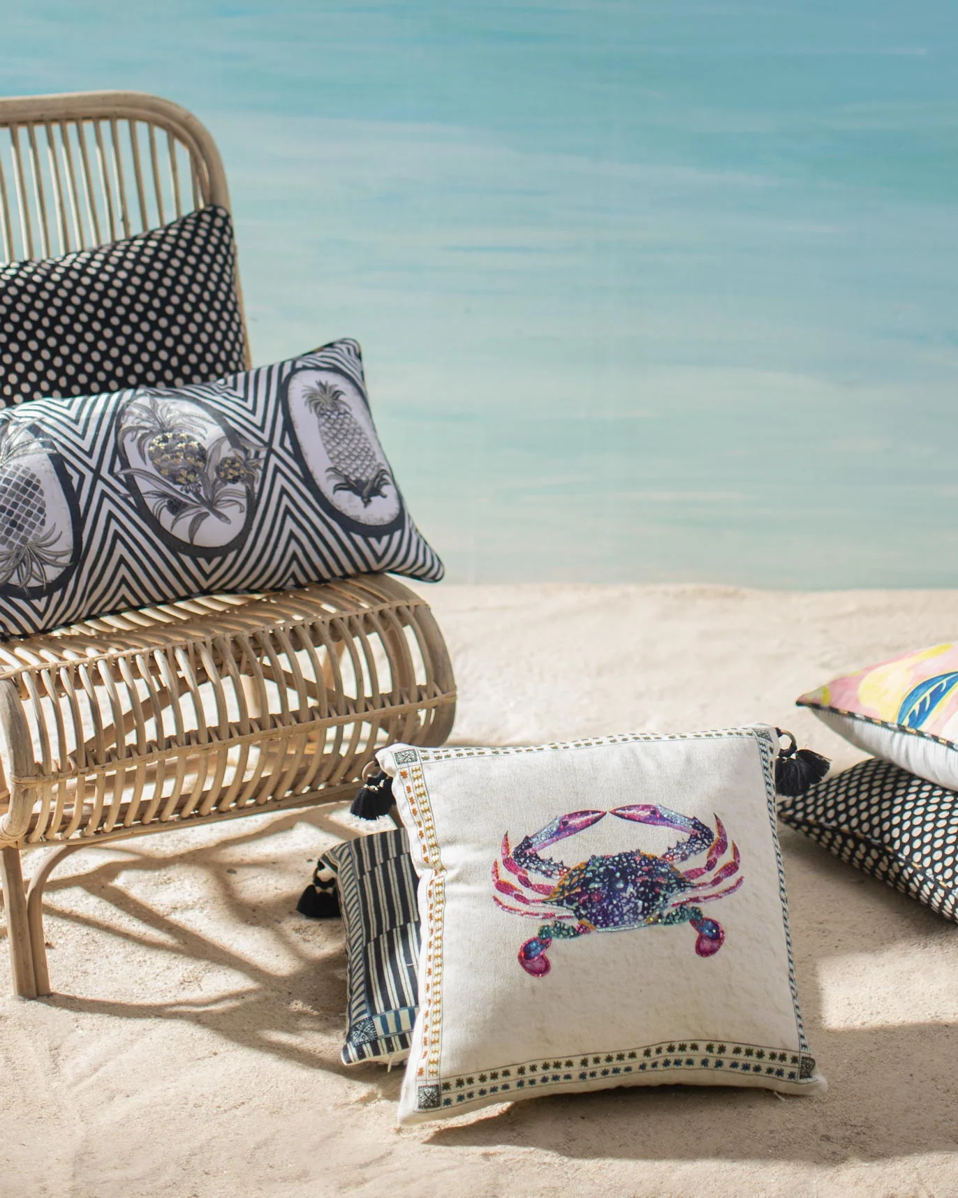 Crab Cushion Cover - White - Image 2