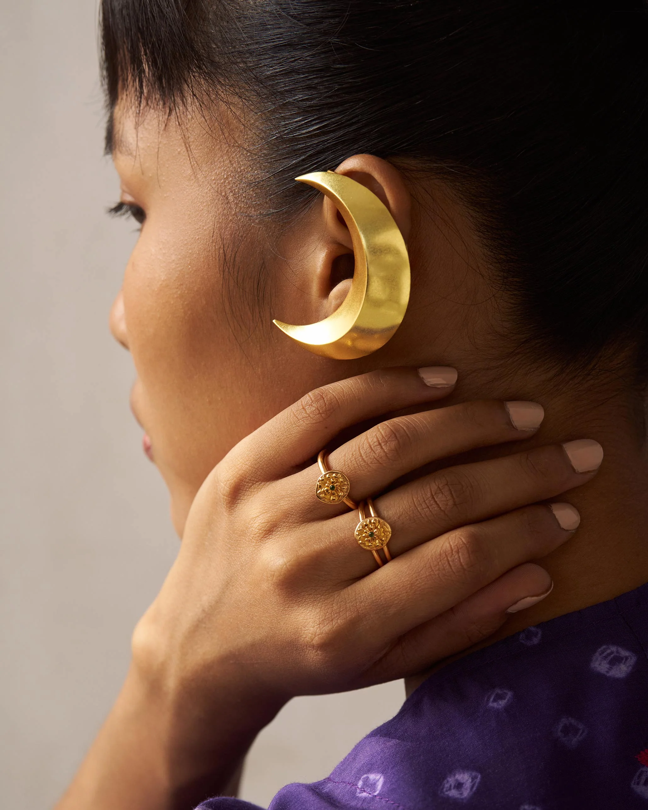 Crescent Ear Cuff - Gold - Image 5