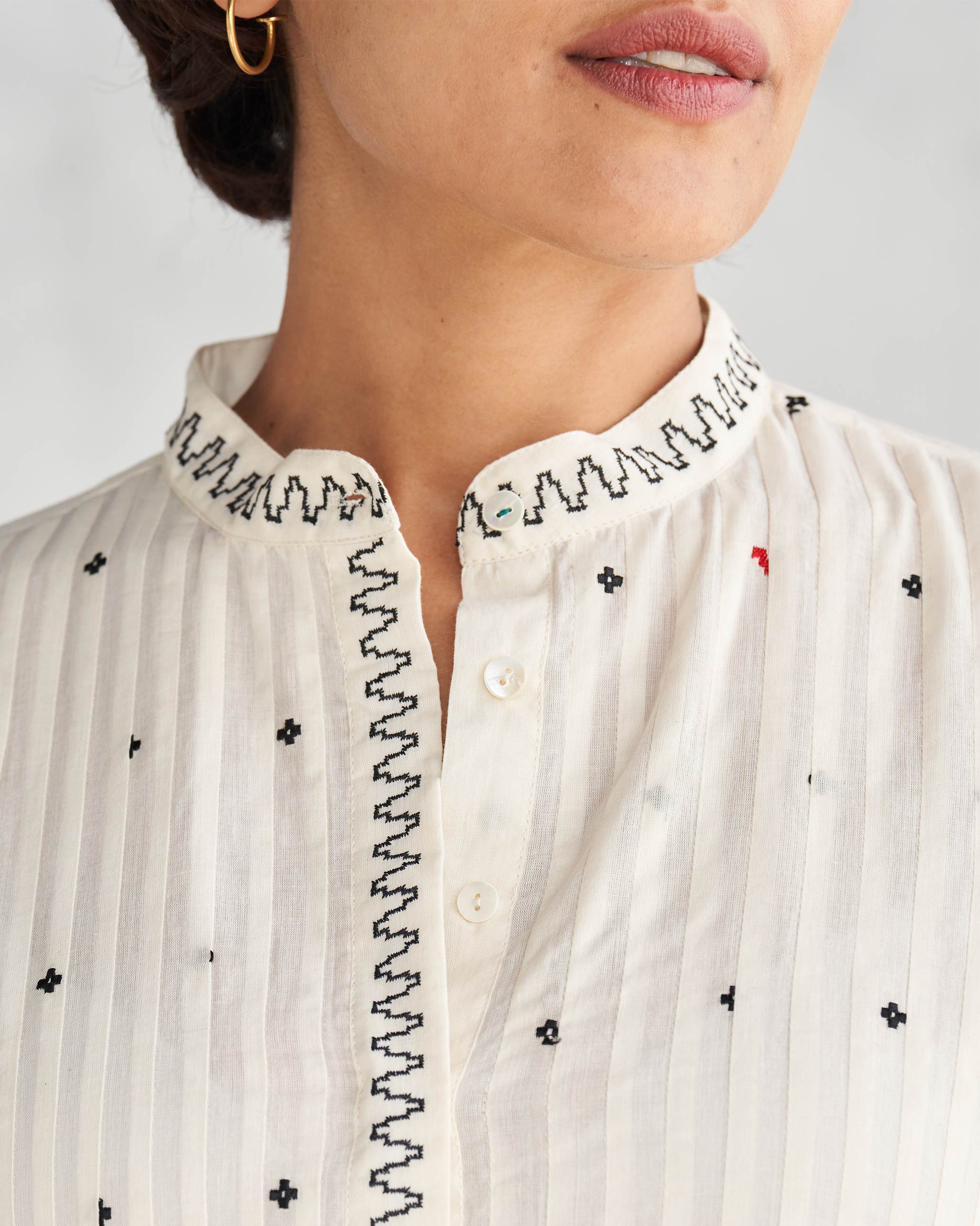 Crescent Pintuck Kurta - Ivory - Image 2
