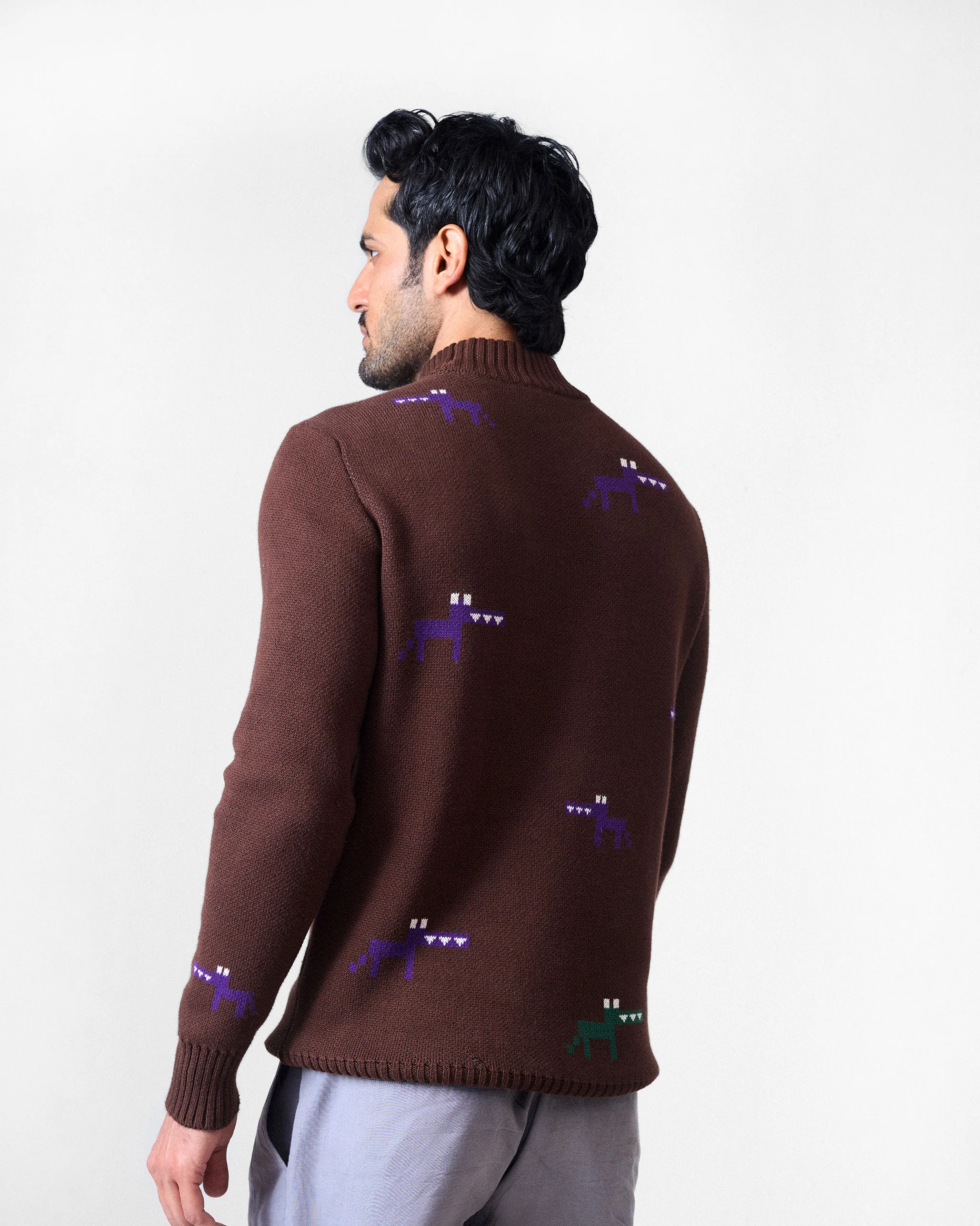 Crew Neck Sweater - Brown - Image 3