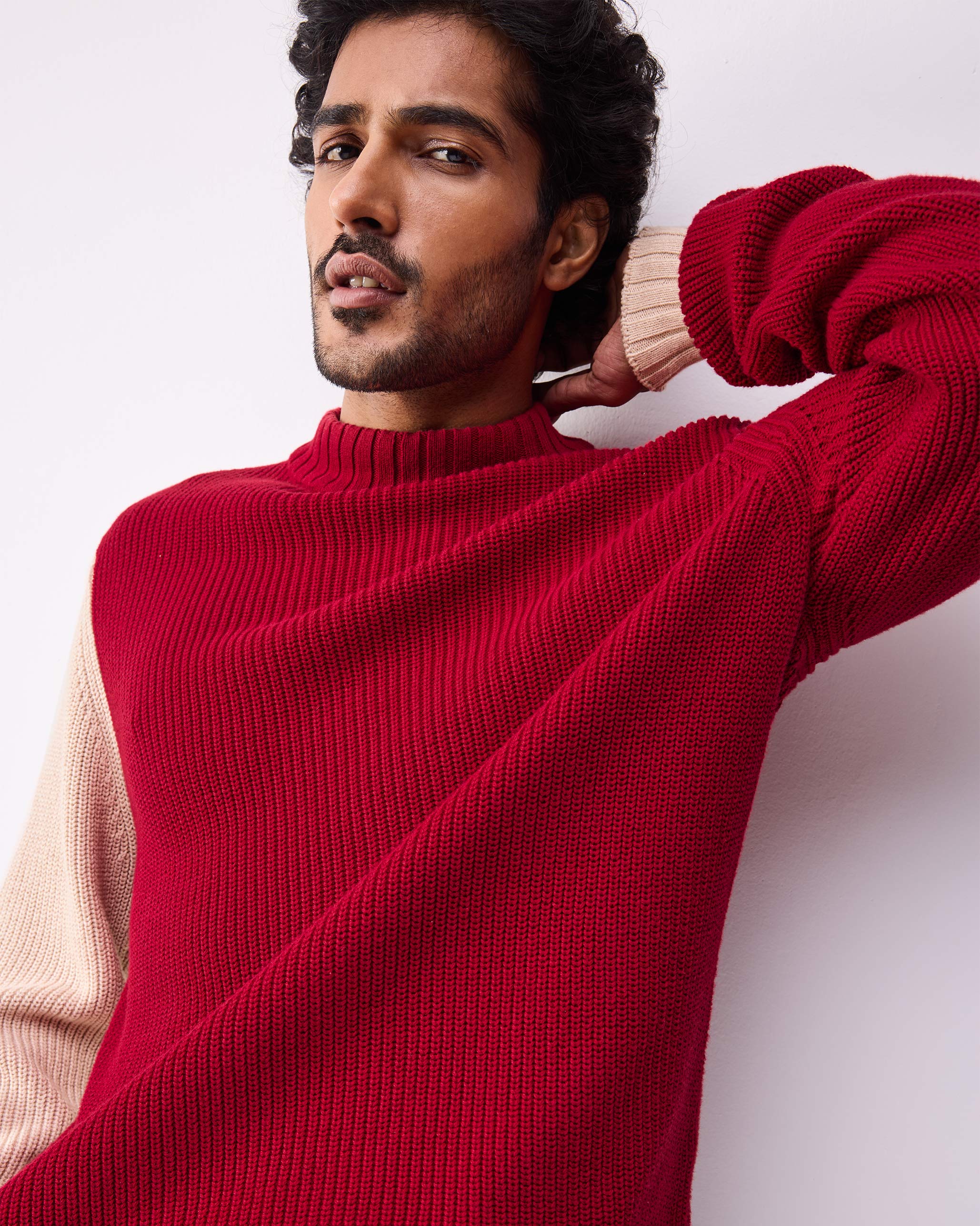 Crew-Neck Sweater - Dark Red - Image 4