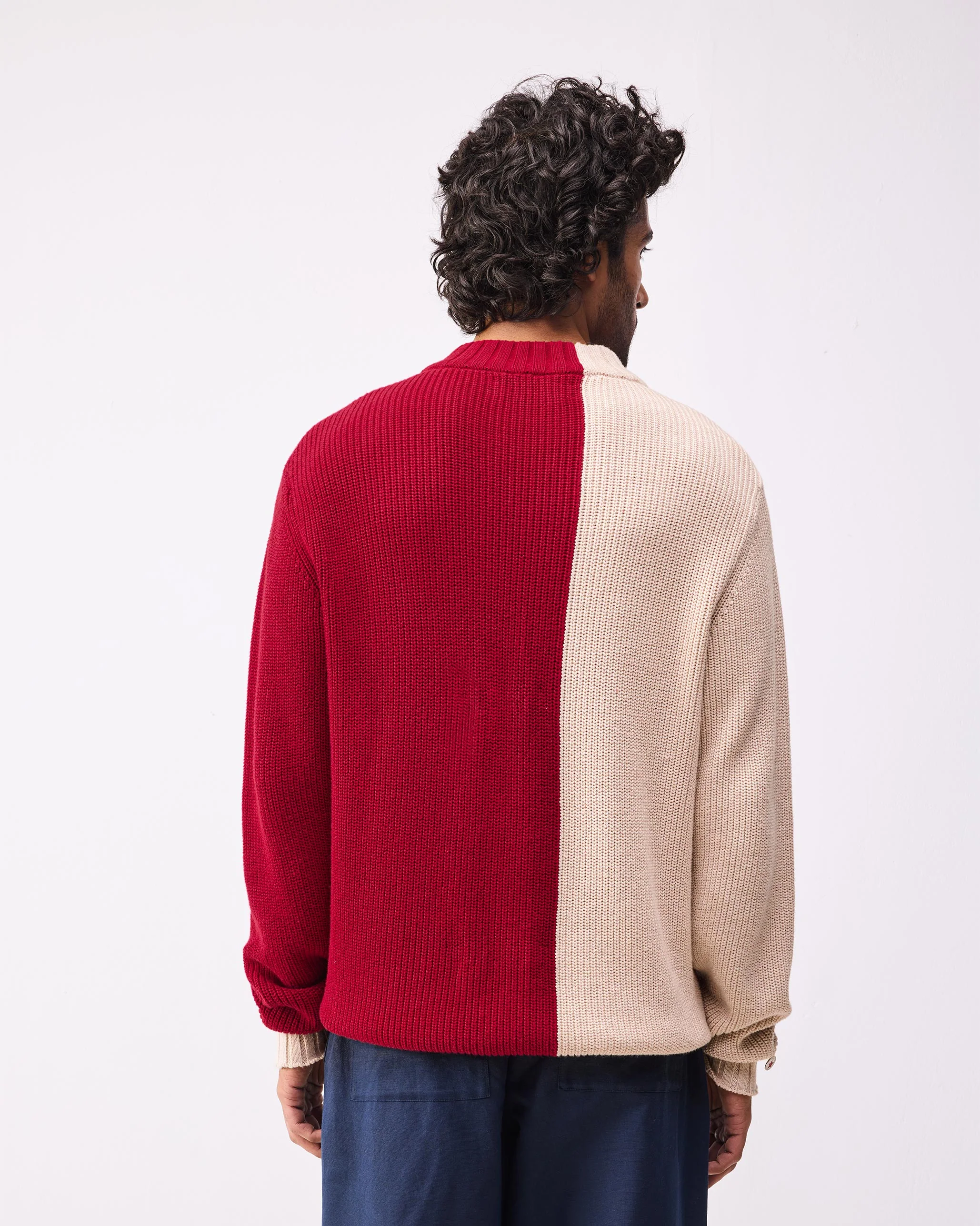 Crew-Neck Sweater - Dark Red - Image 7