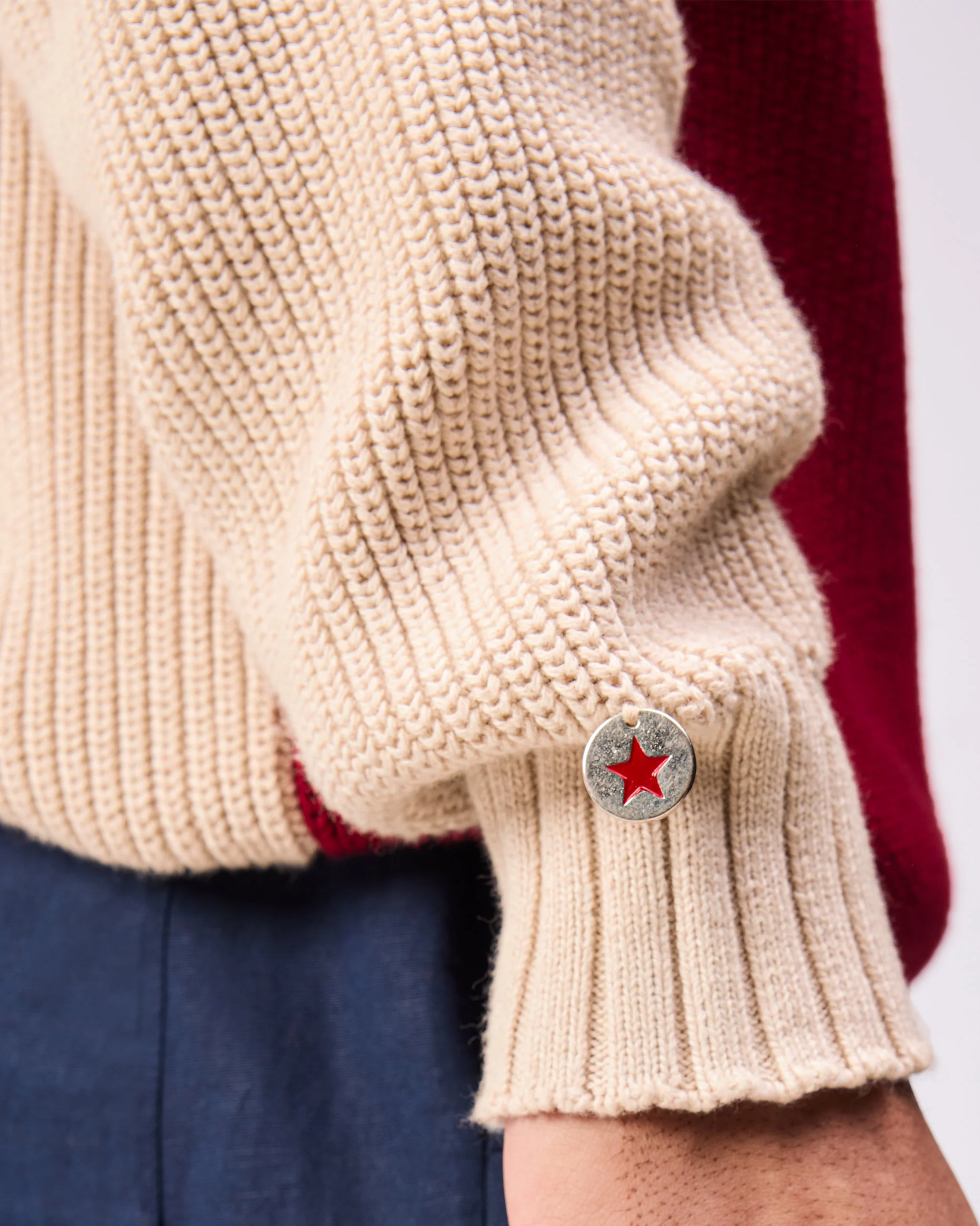 Crew-Neck Sweater - Dark Red - Image 8