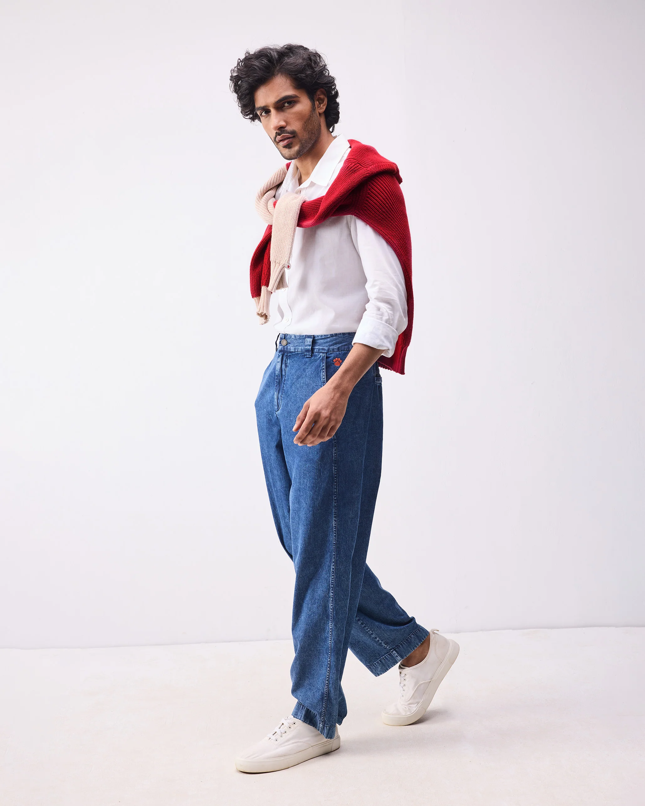 Crew-Neck Sweater - Dark Red - Image 9