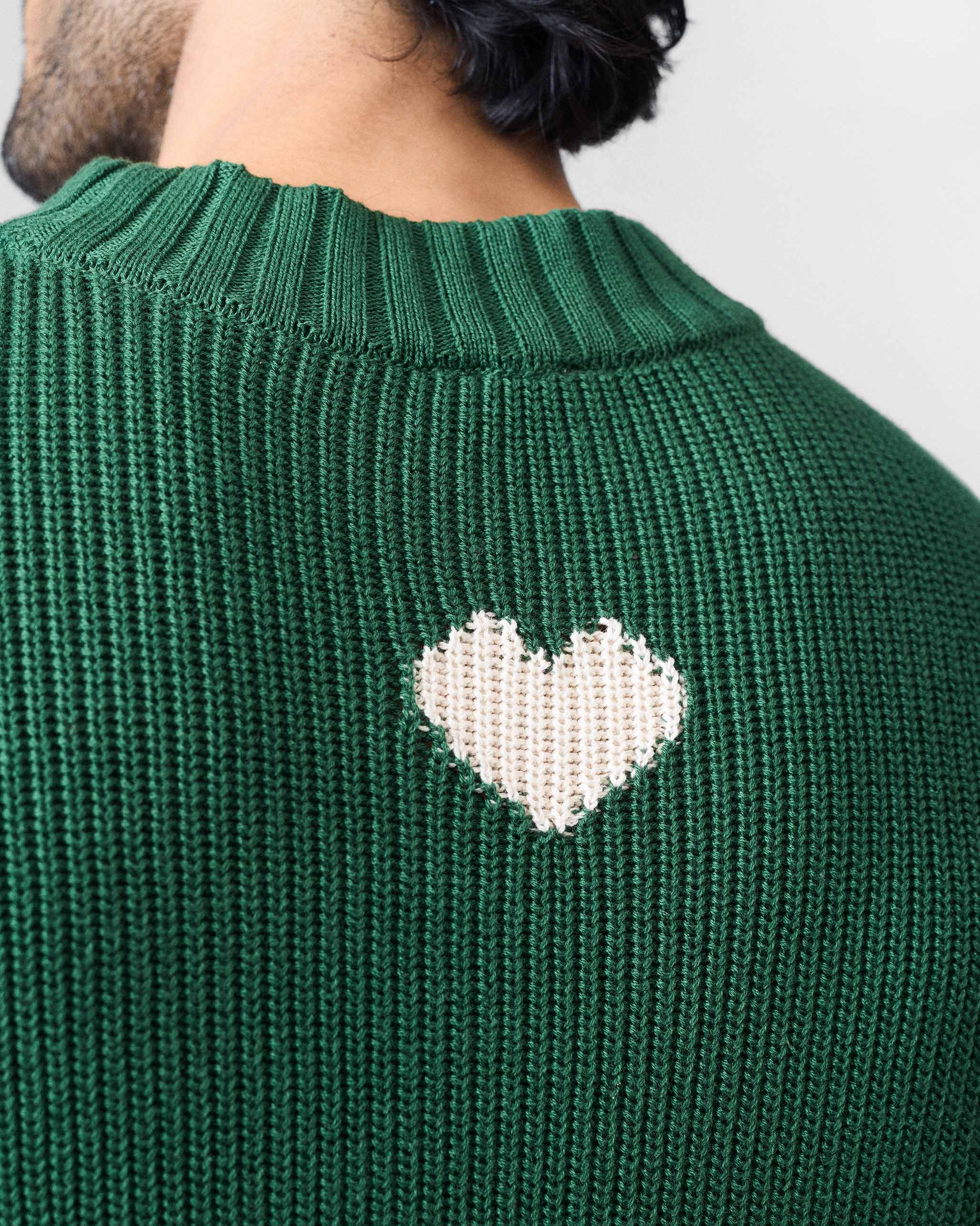 Crew Neck Sweater - Green & Ivory - Image 5