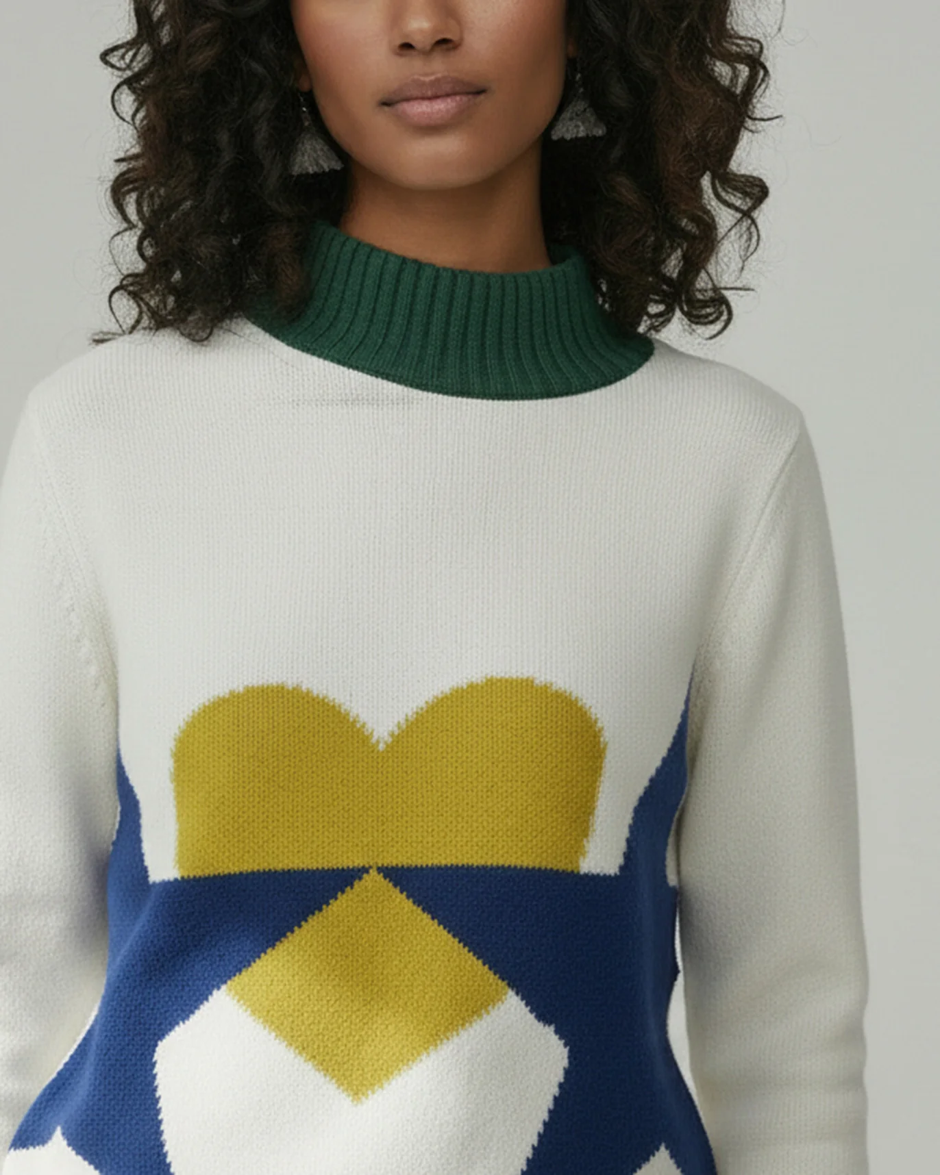 Crew Neck Sweater - Ivory & Navy - Image 3