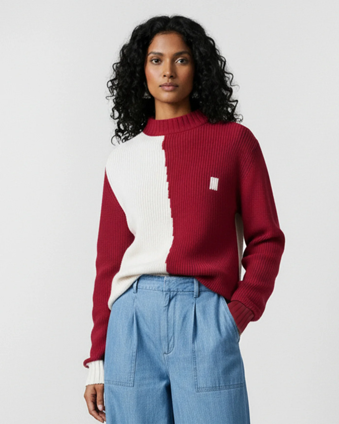 Crew Neck Sweater - Ivory & Red - Image 2