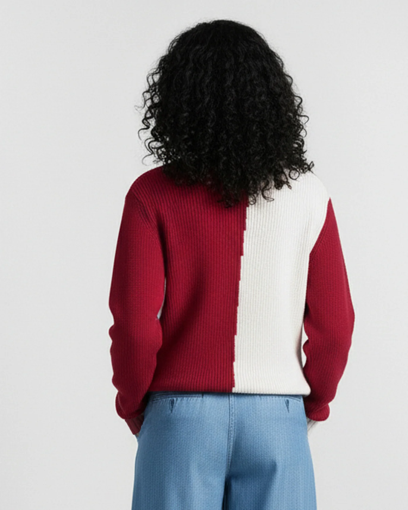 Crew Neck Sweater - Ivory & Red - Image 4