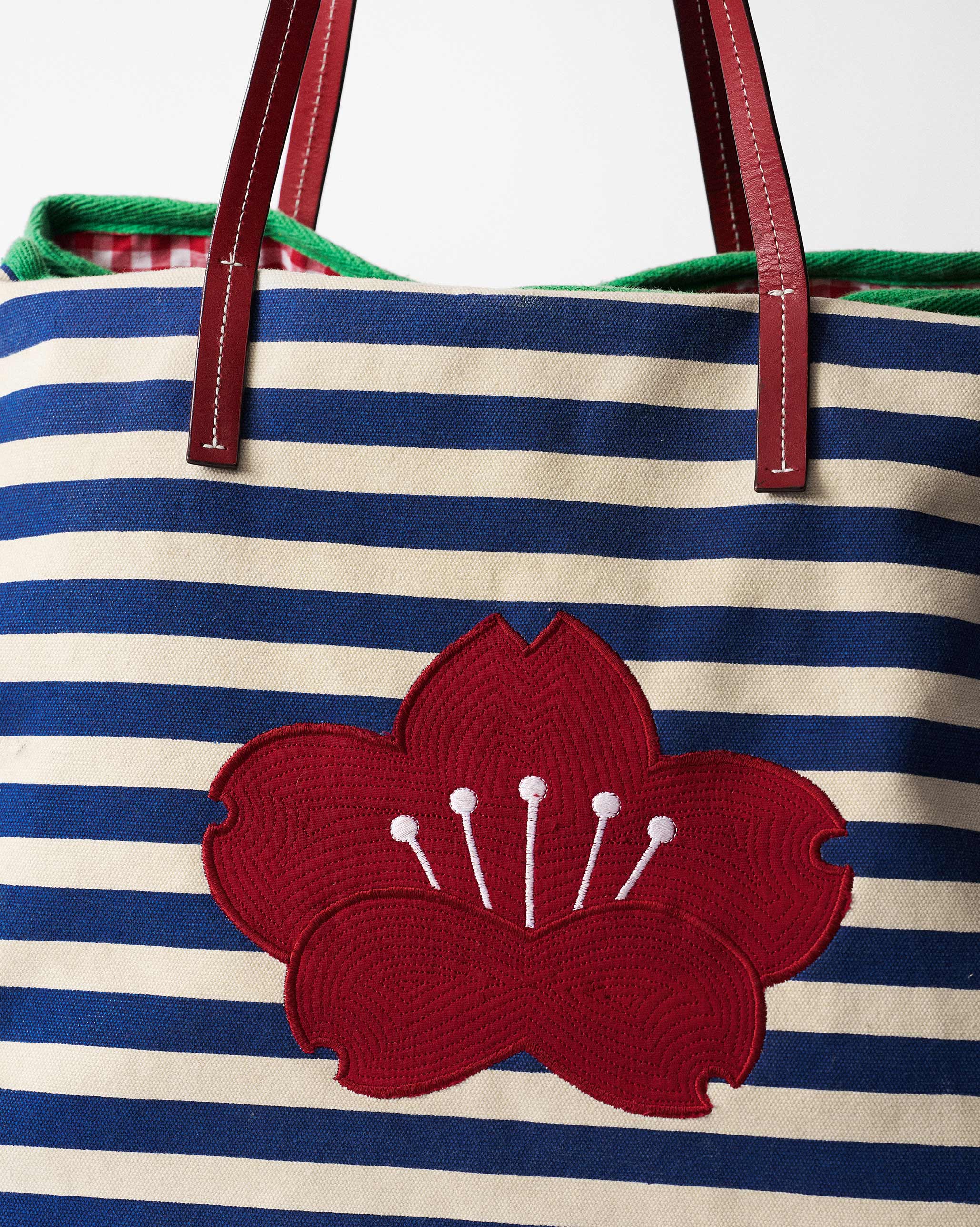 Crimson Bloom Bag - Blue & White Stripes - Image 3