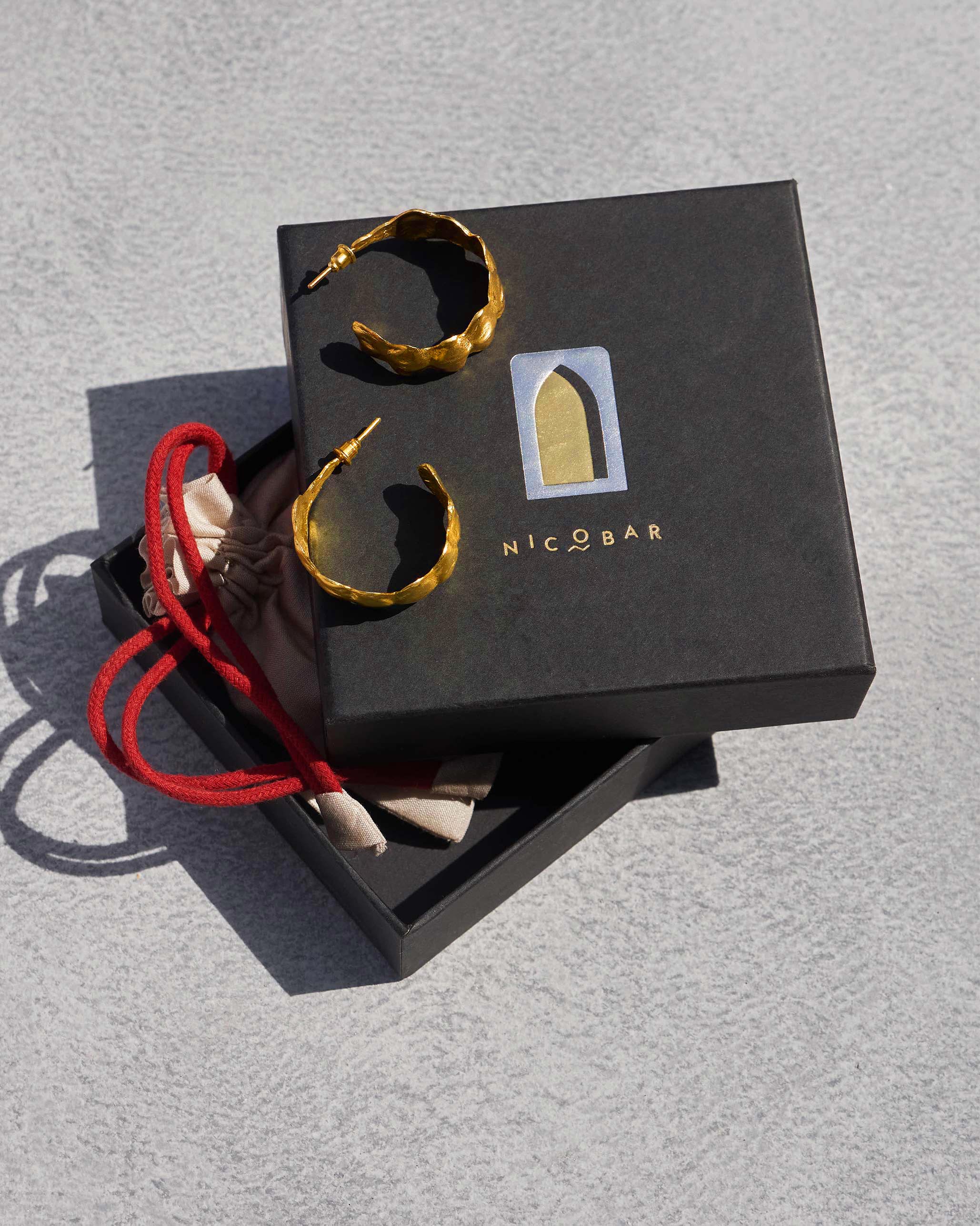 Curved Seed Pod Hoops - Gold - Image 3