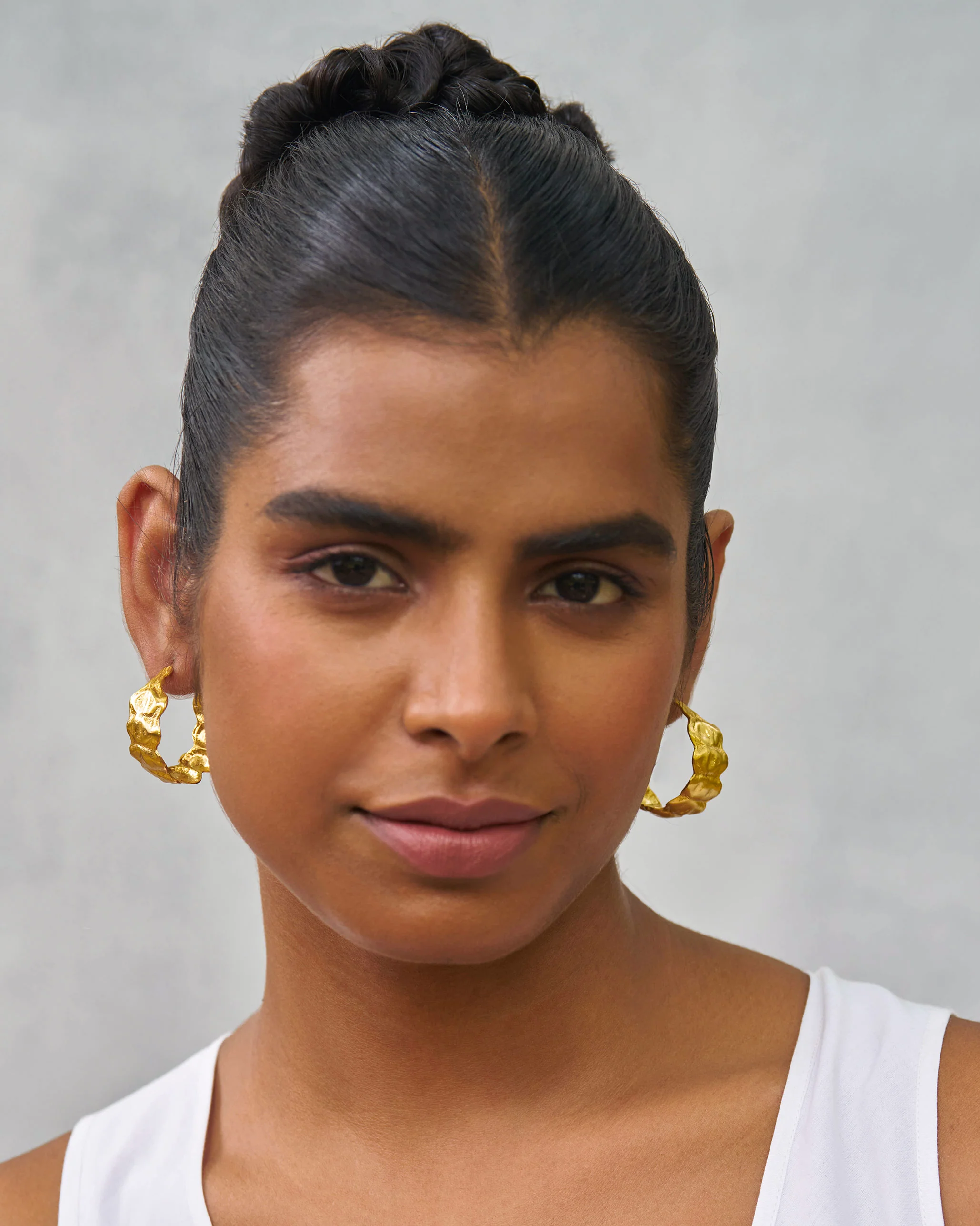 Curved Seed Pod Hoops - Gold - Image 4