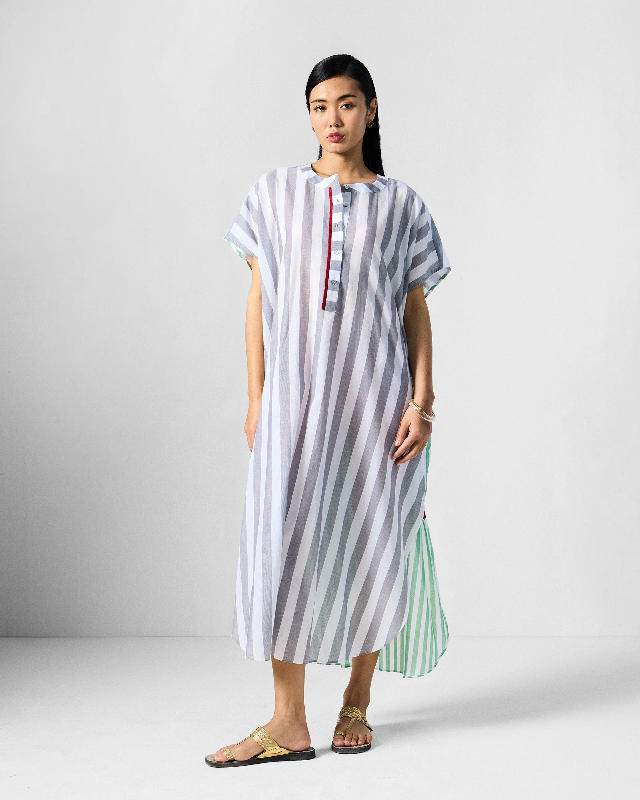 Dali Kaftan - Green & Grey Stripes - Image 7