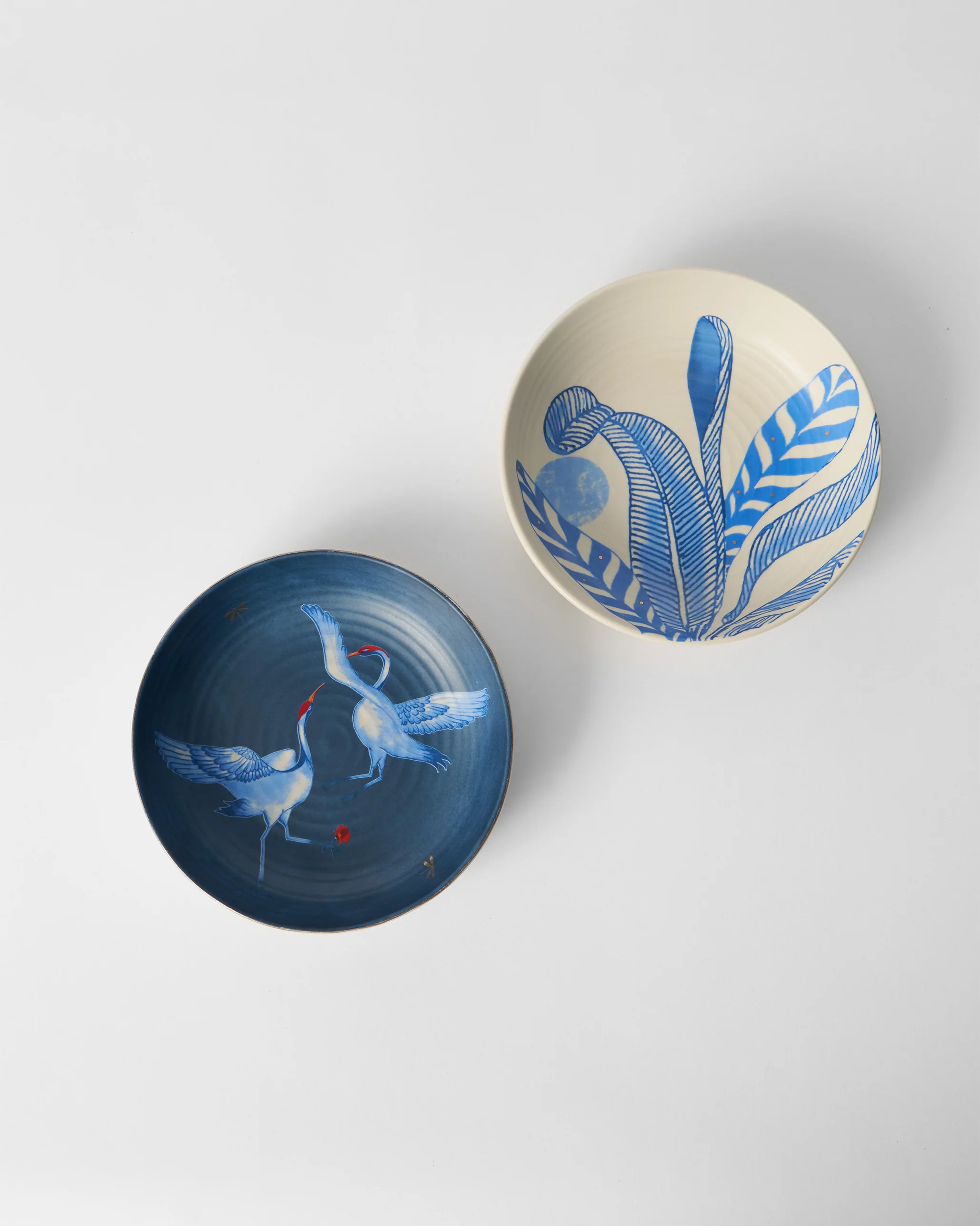 Dancing Crane Shallow Bowls - Set of 2 - Image 3